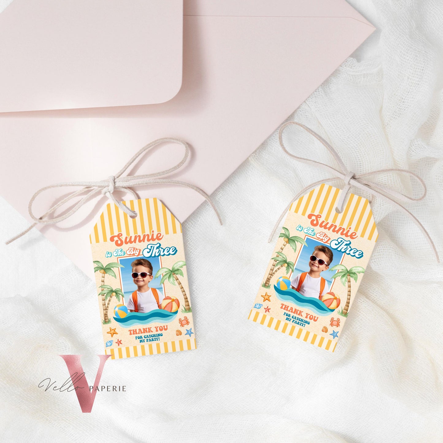 Photo Summer Boy ANY AGE Birthday Birthday Invitation | Edit Youself Malibu Beach Party Invite | Orange Blue Beach Party Instant Template