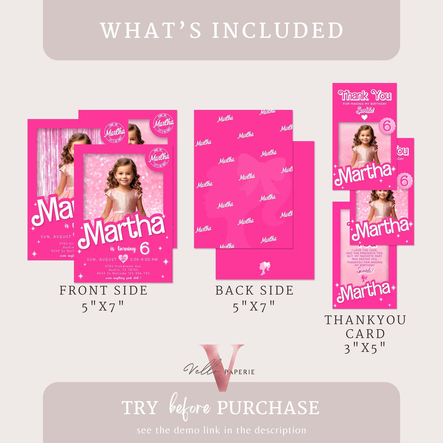 CUTE pink sparkle fashion doll box photo birthday invitation, editable printable selfie glam pink doll party invite instant download HPD01