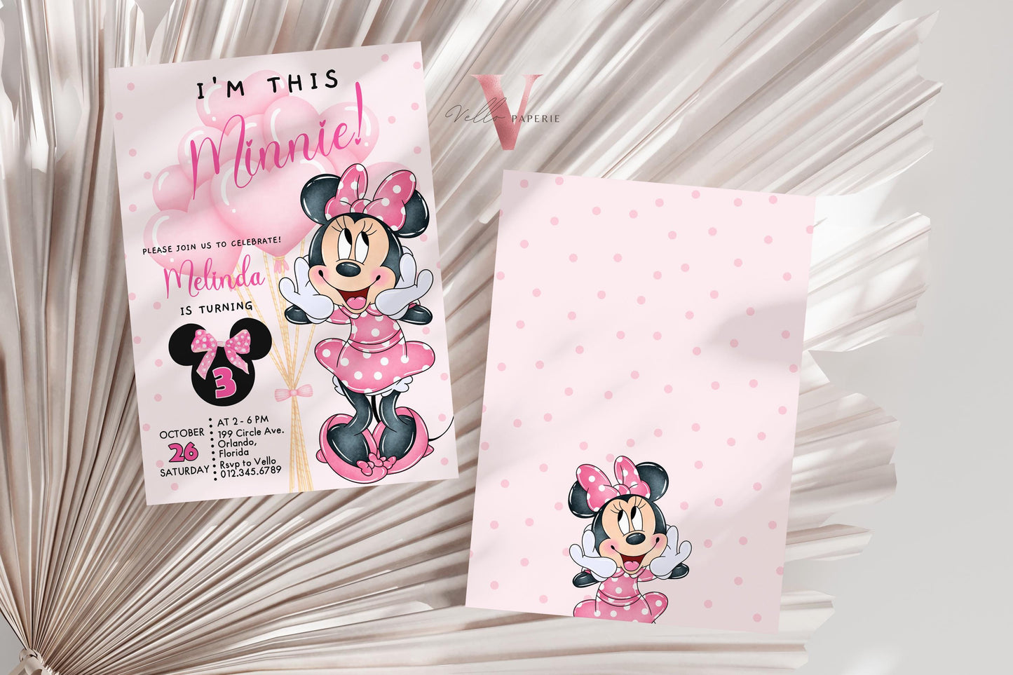 Any Age I'm this Minnie Mouse Birthday Invitation | Editab;e Light Pink Polka Dot Invite, Small Girl Birthday Party Instant Download MMB02