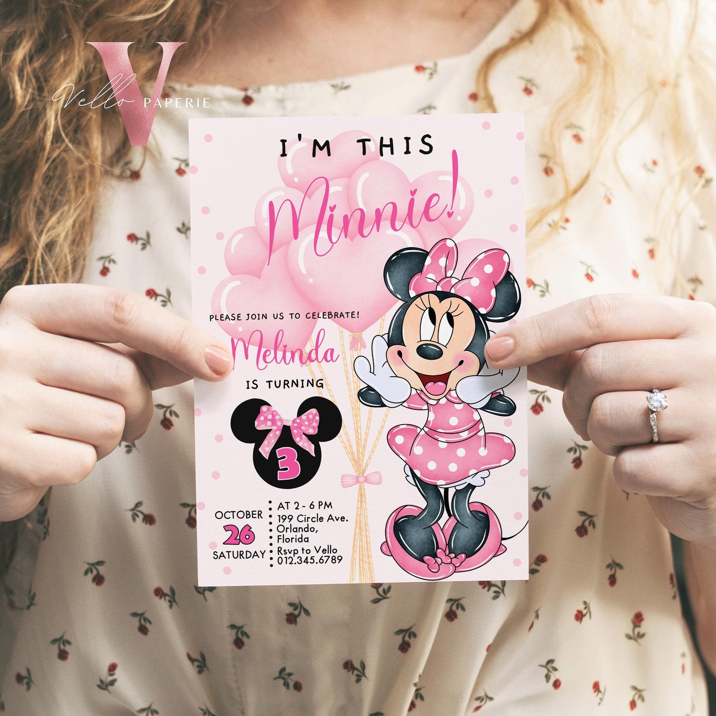 Any Age I'm this Minnie Mouse Birthday Invitation | Editab;e Light Pink Polka Dot Invite, Small Girl Birthday Party Instant Download MMB02