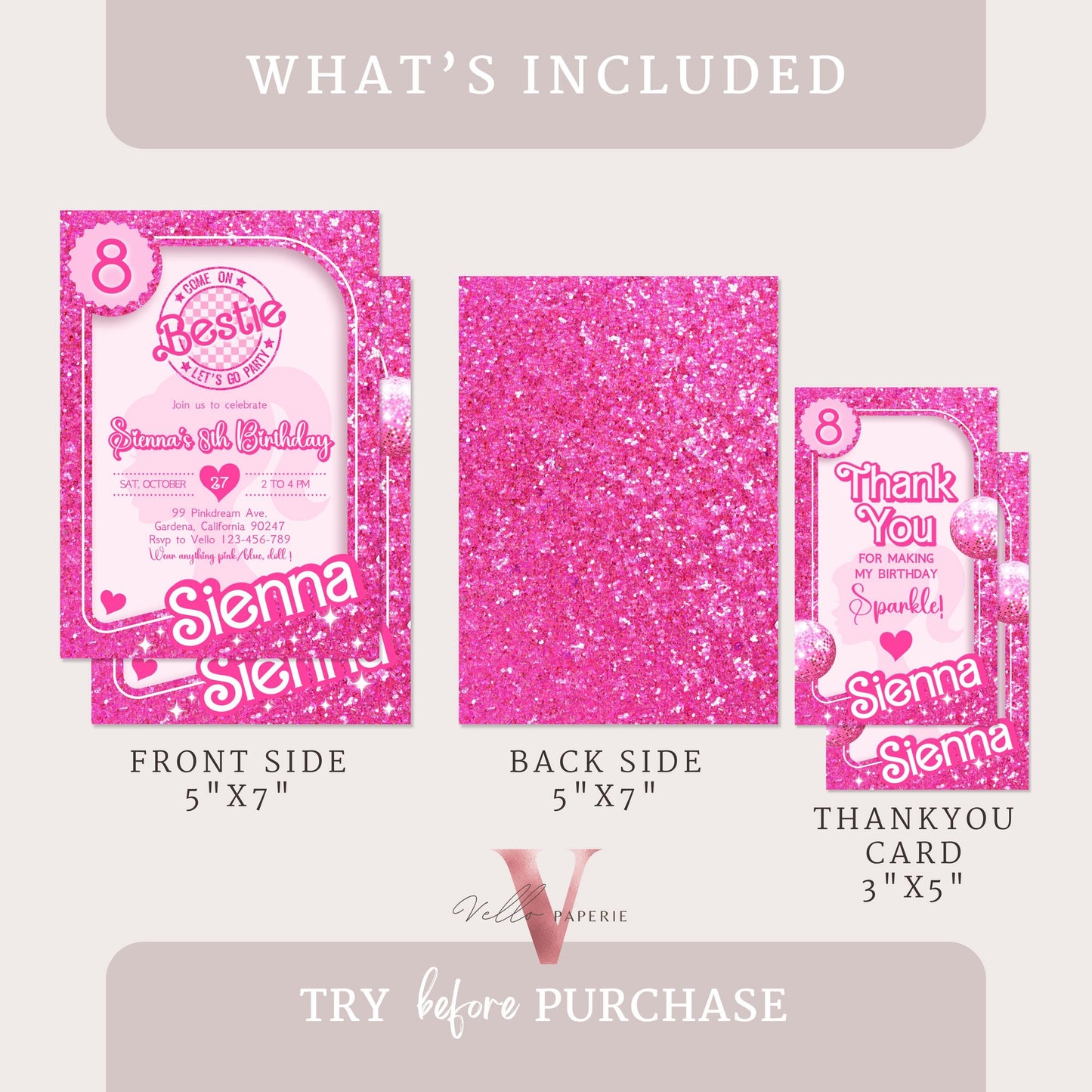Glam Pink Sparkle Fashion Doll Box Birthday Invitation | Disco Ball Pink Doll Glitter Come On Lets Go Party Invite Instant Template