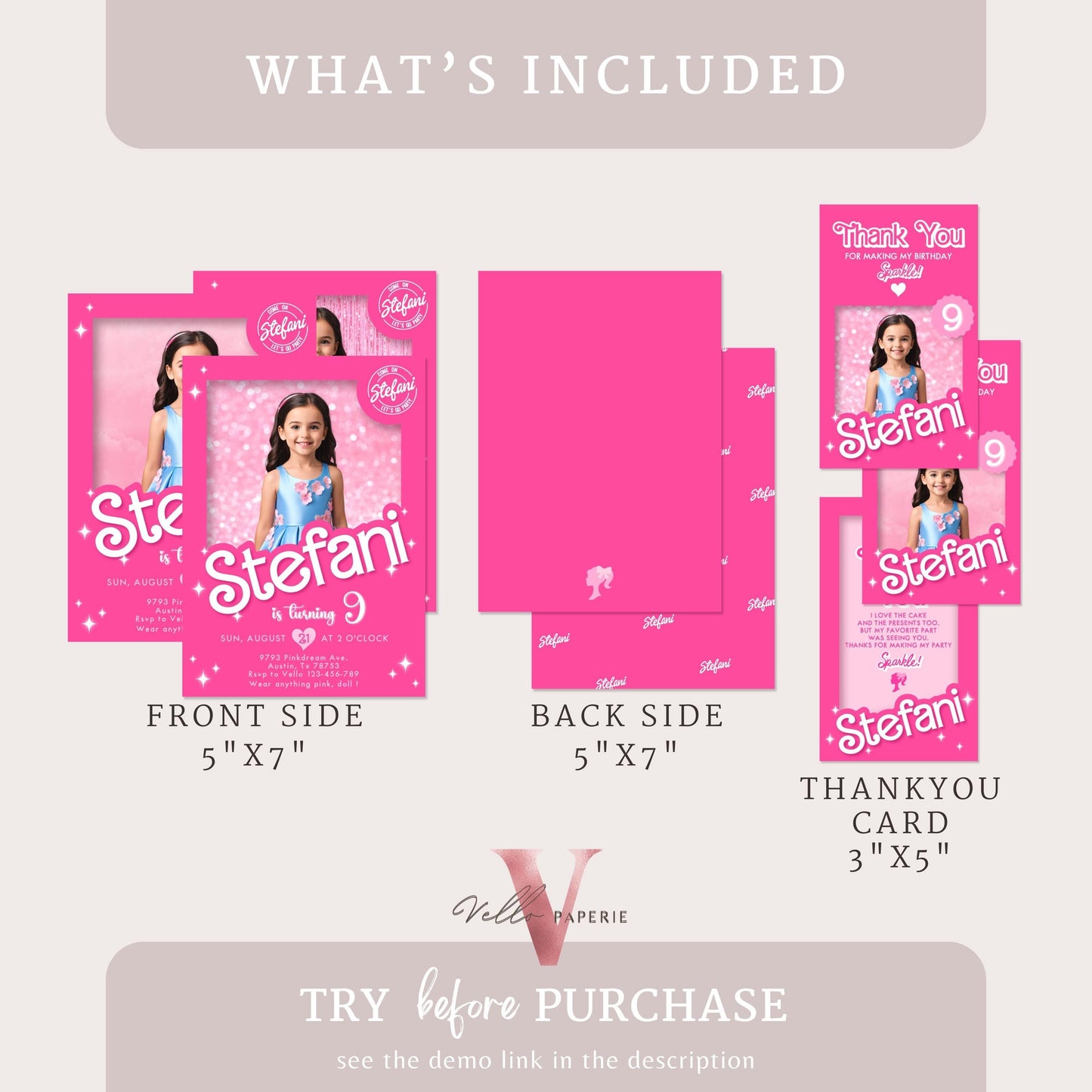 Self Edit Pink Sparkle Fashion Doll Box Photo Birthday Invitation, Editable Printable Selfie Glam Pink Doll Party Invite Instant HPD01