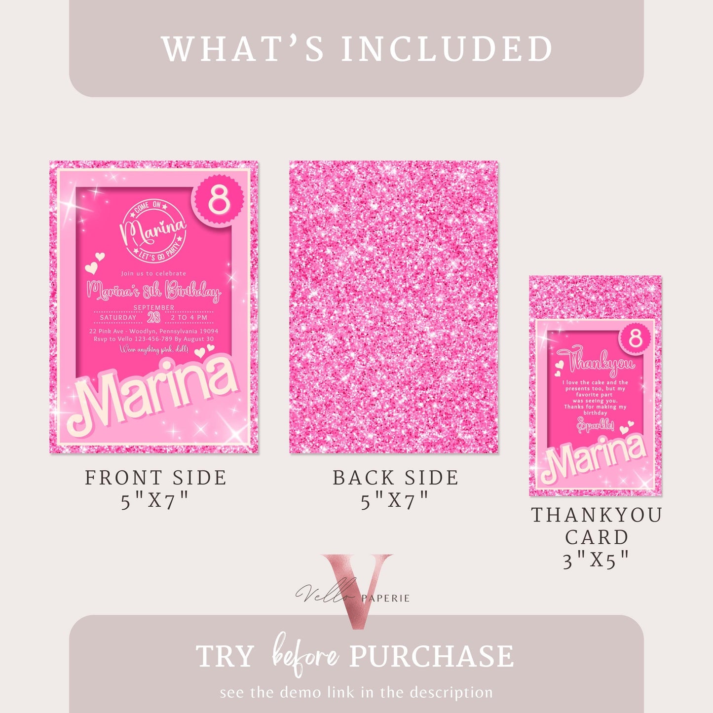 Editable Pink Sparkle Fashion Doll Birthday Invitation, Pink Doll Glitter Come On Lets Go Pink Party Invite Instant Template