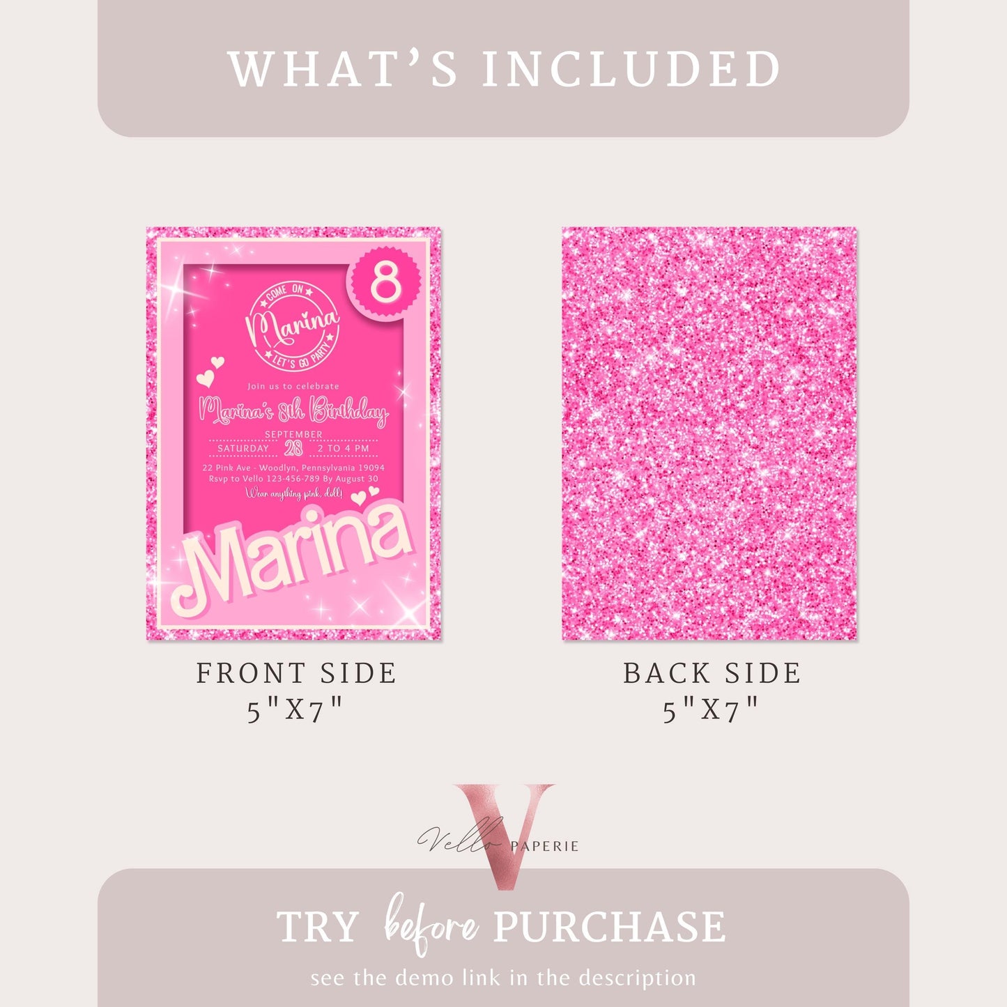 Editable Pink Sparkle Fashion Doll Birthday Invitation, Pink Doll Glitter Come On Lets Go Pink Party Invite Instant Template