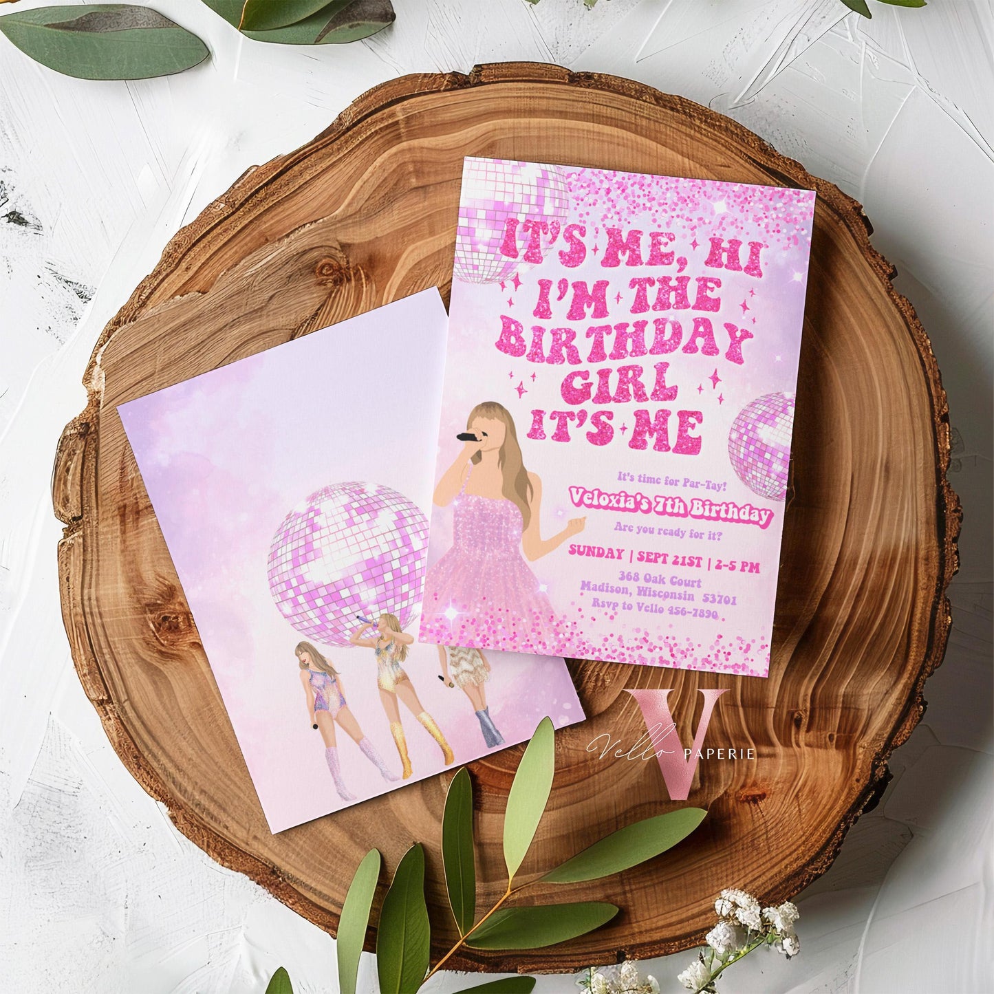 Swifti Par-Tay Birthday Party Invitation | Purple Sparkle Taylor Eras Music Party Invite | It's Me Hi, In my birthday era Instant Template