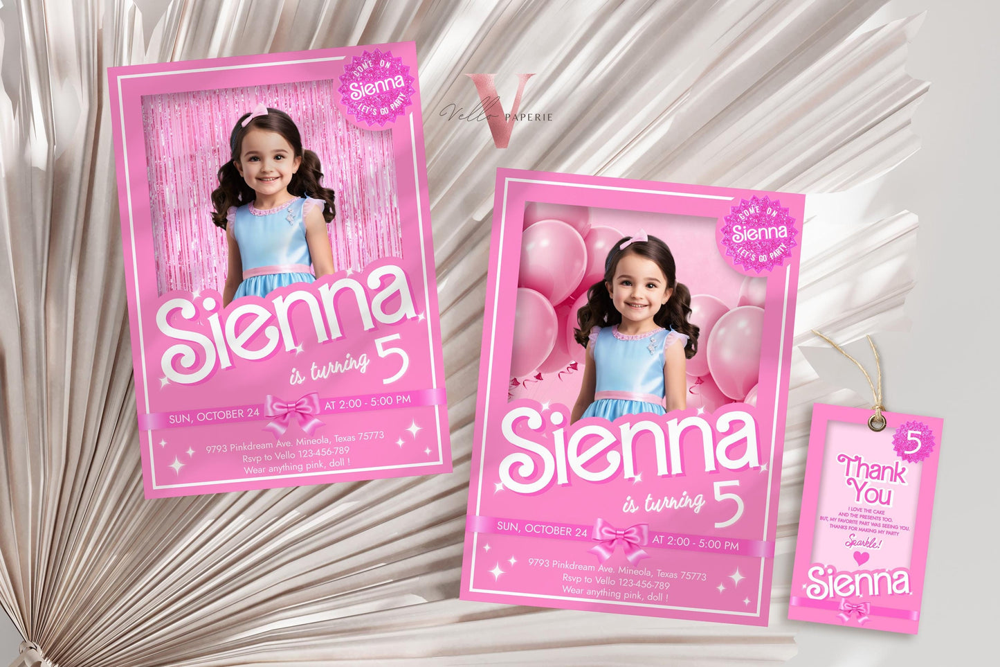 Cheers Pink Sparkle Fashion Doll Box Photo Birthday Invitation | Editable Printable Selfie Glam Pink Doll Barb Party Invite Instant Template