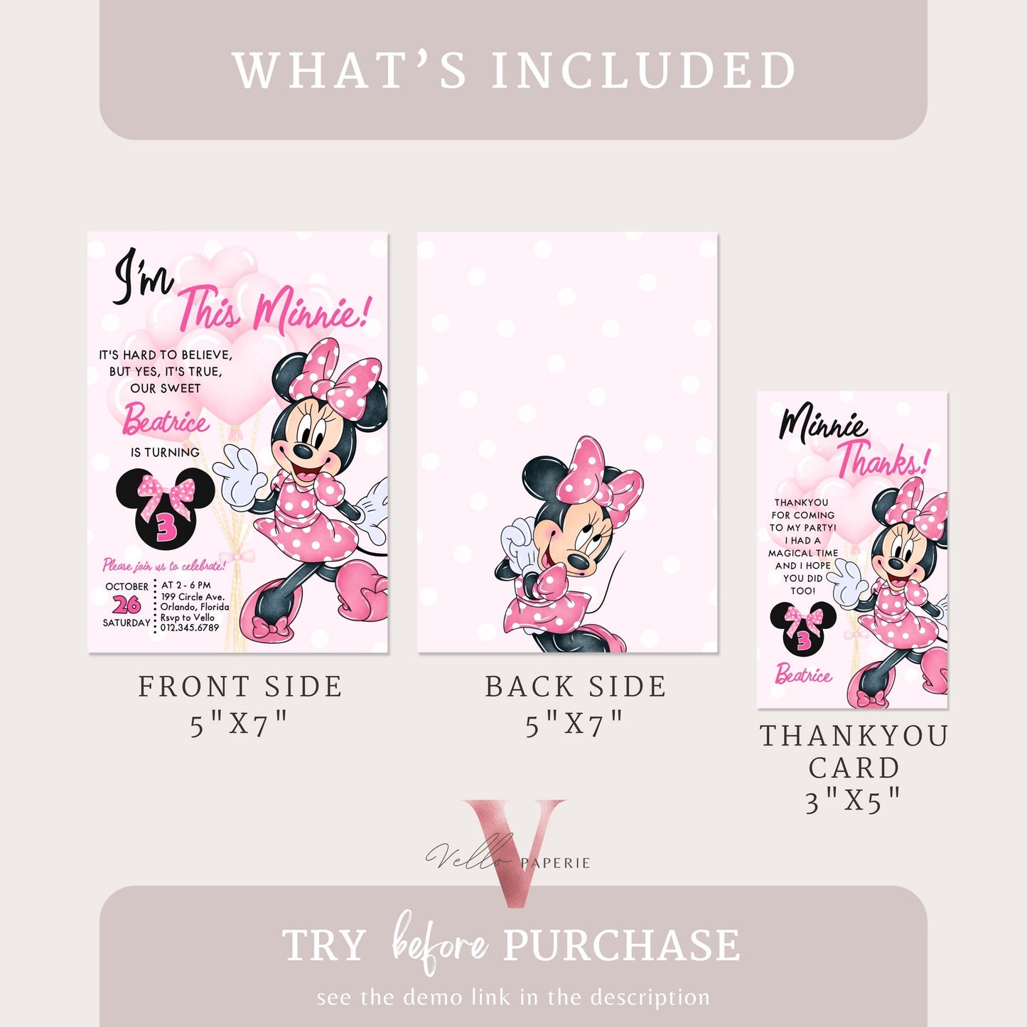 Self Editable Any Age Oh Toodlers Minnie Mouse Birthday Invitation, Light Pink Polka Dot Invite, Small Girl Birthday Party Instant MMB02