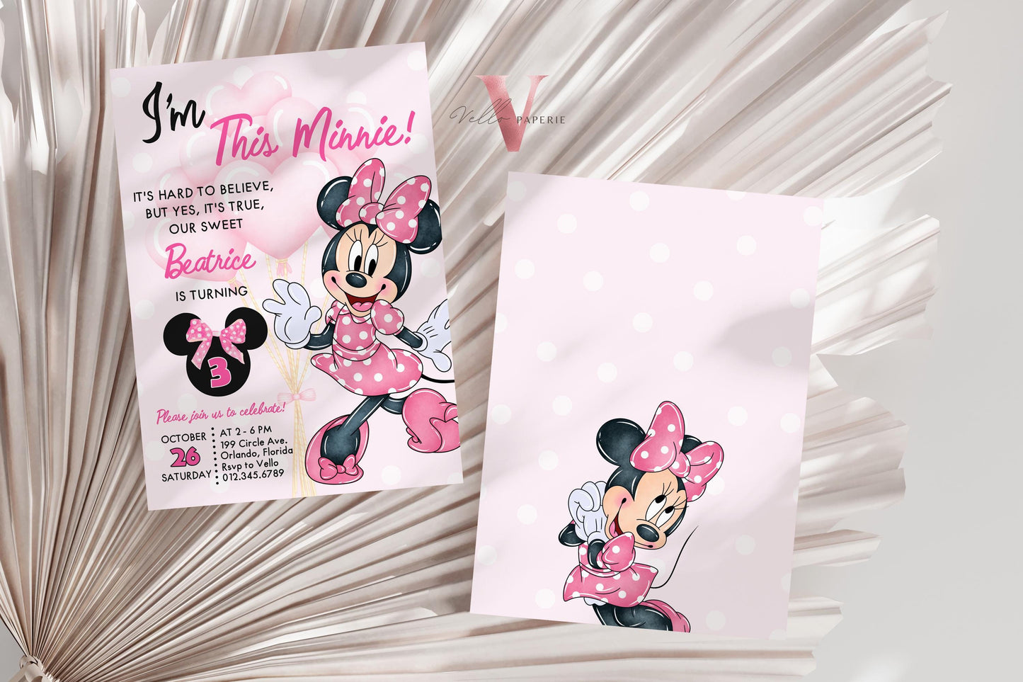 Self Editable Any Age Oh Toodlers Minnie Mouse Birthday Invitation, Light Pink Polka Dot Invite, Small Girl Birthday Party Instant MMB02