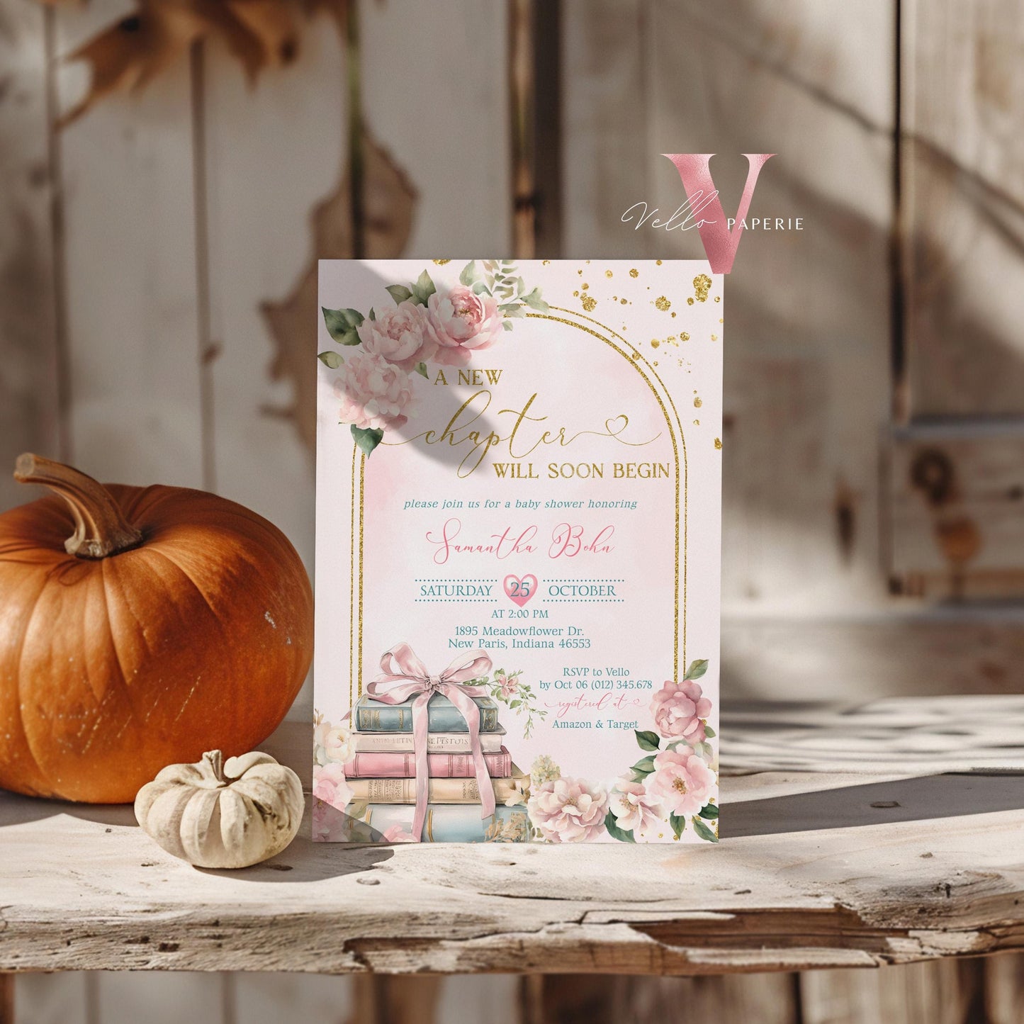 Free Diaper Raffle, Book, Thankyou Card | Storybook Baby Shower Invitation Bundle | New Chapter is About to Begin Book Baby Shower Invite