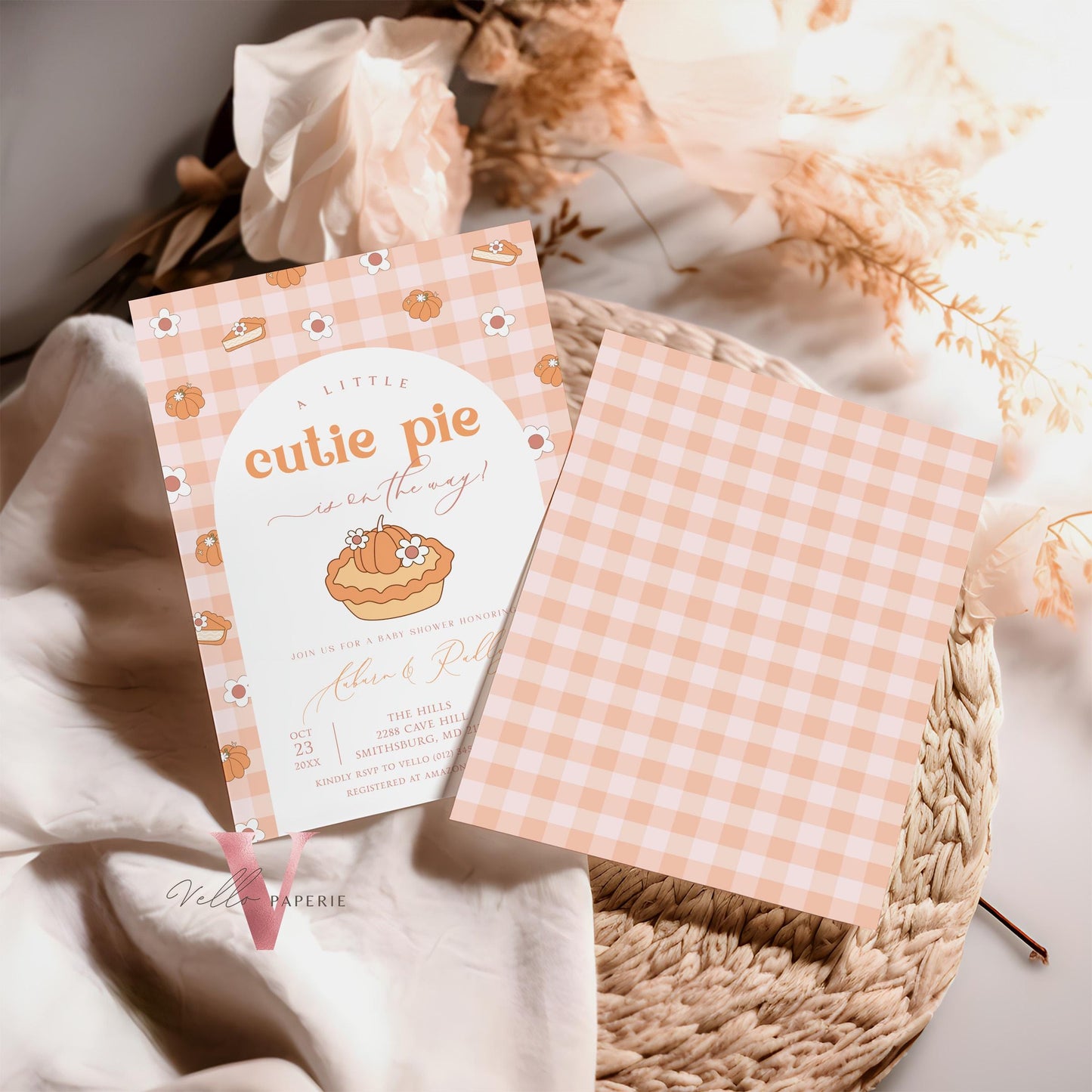 Cutie Pie on the way Baby Shower Invitation | FALL Cutie Pie Baby Shower Invite | Autumn Baby Shower | Gender Neutral Sweet Pie Baby Shower
