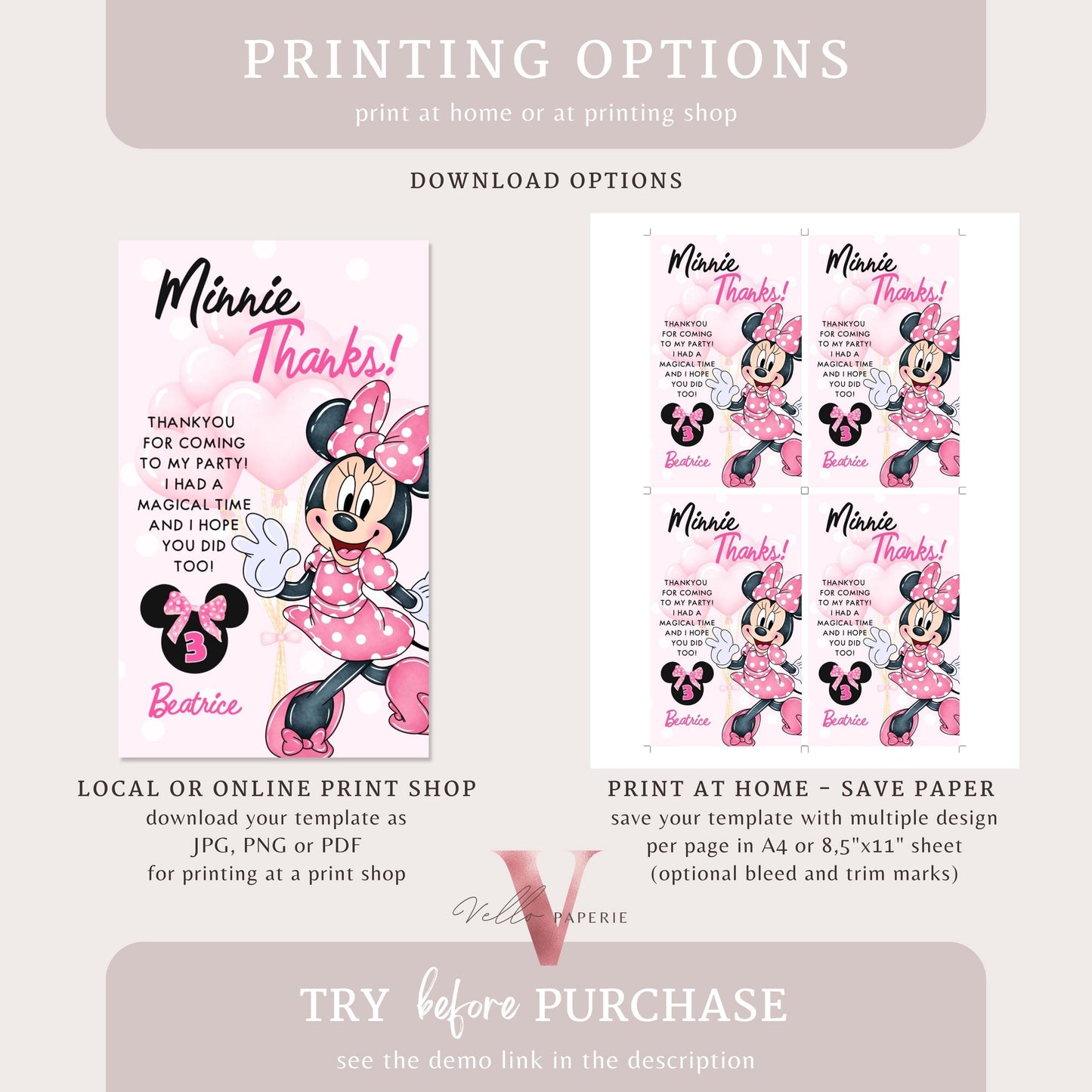 Self Editable Any Age Oh Toodlers Minnie Mouse Birthday Invitation, Light Pink Polka Dot Invite, Small Girl Birthday Party Instant MMB02