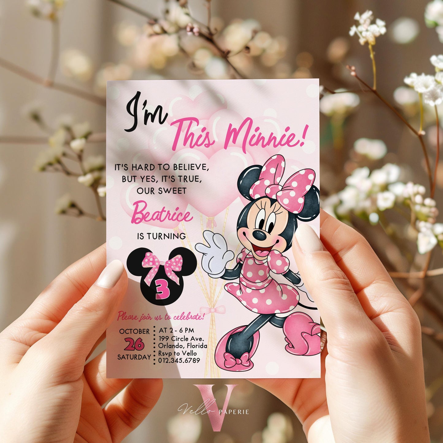 Self Editable Any Age Oh Toodlers Minnie Mouse Birthday Invitation, Light Pink Polka Dot Invite, Small Girl Birthday Party Instant MMB02