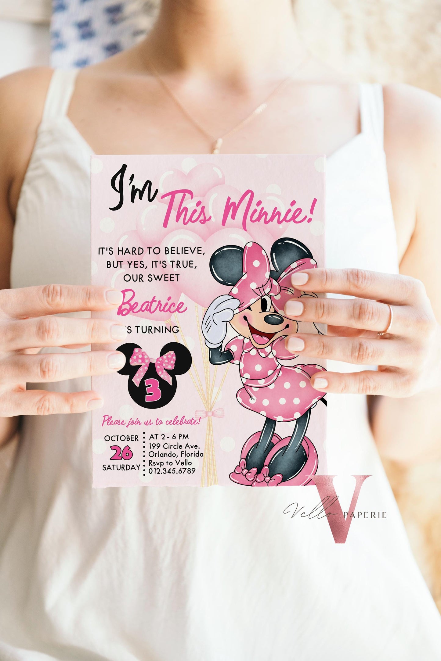 Free Thankyou Tag Any Age Oh Toodlers Minnie Mouse Birthday Invitation, Light Pink Polka Dot Invite, Small Girl Birthday Party Instant MMB02