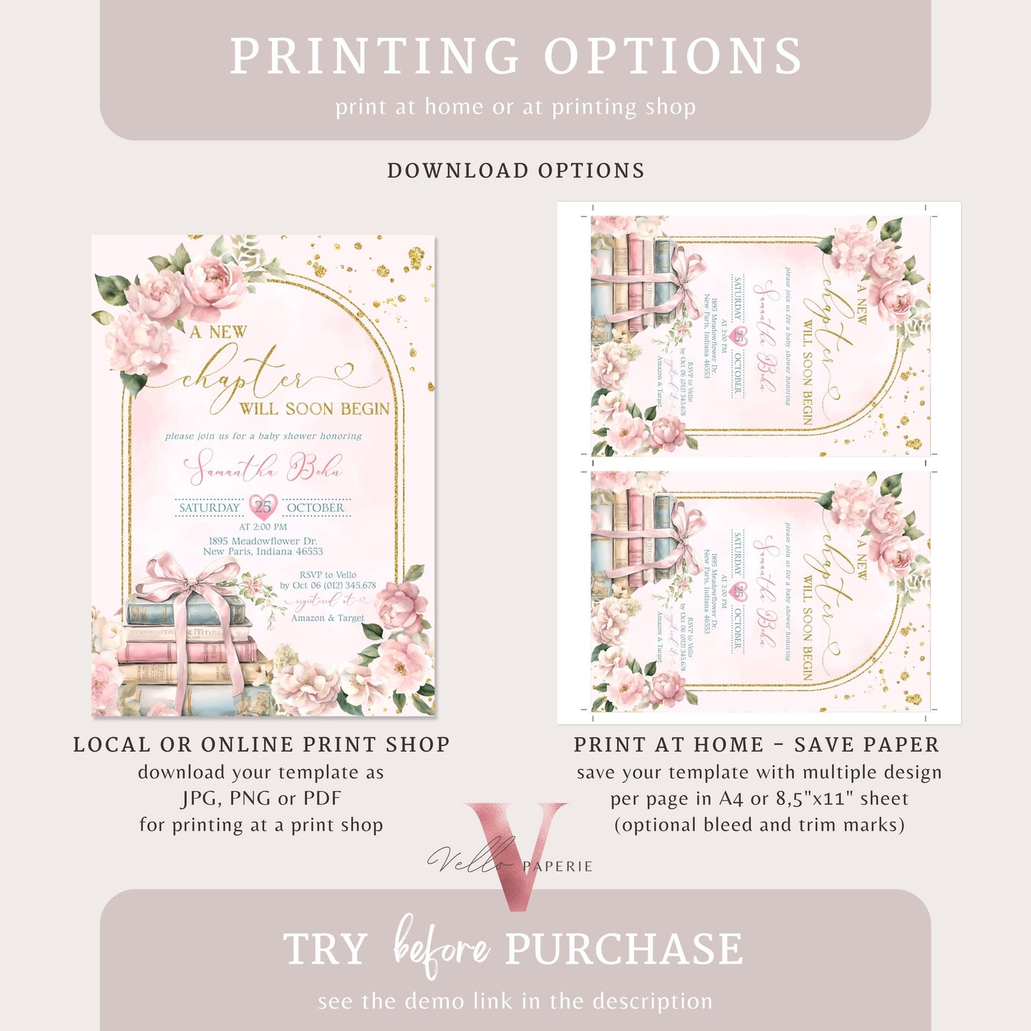 Free Diaper Raffle, Book, Thankyou Card | Storybook Baby Shower Invitation Bundle | New Chapter is About to Begin Book Baby Shower Invite