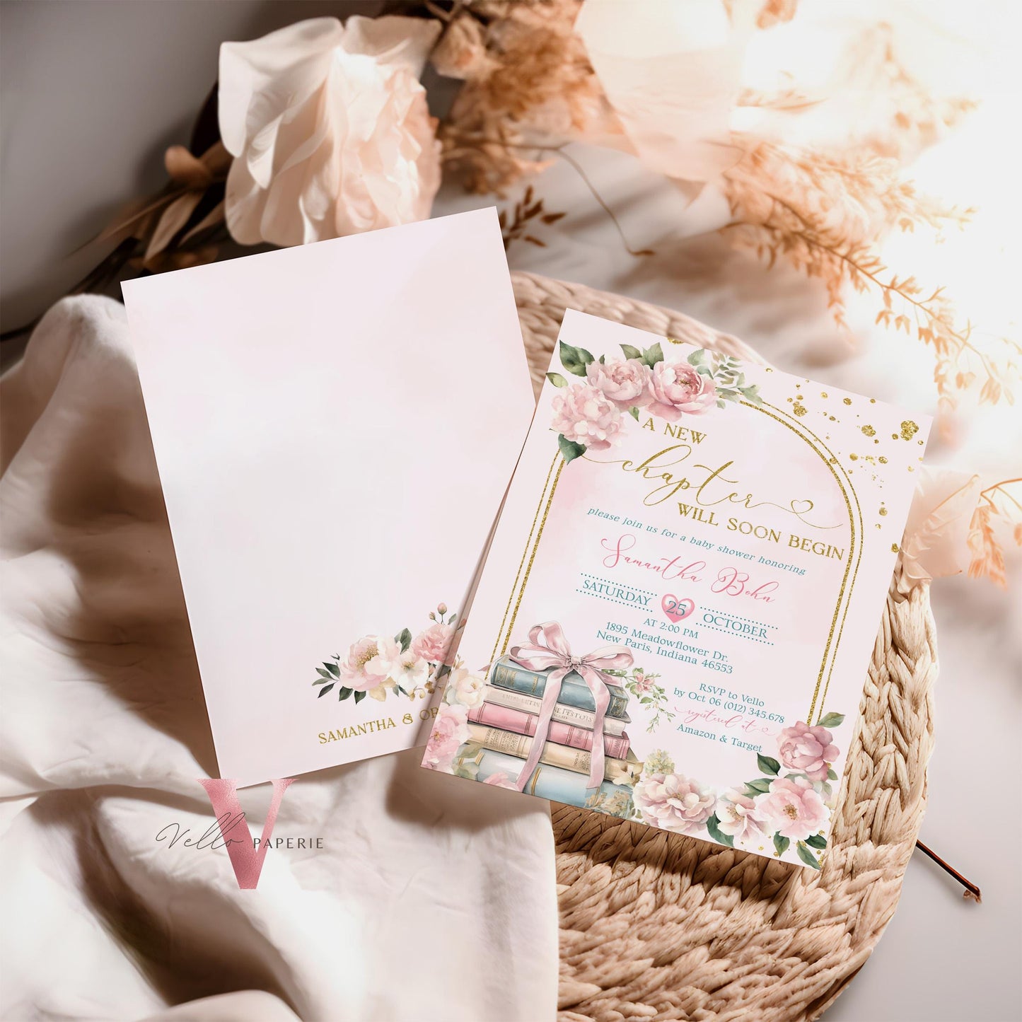 Free Diaper Raffle, Book, Thankyou Card | Storybook Baby Shower Invitation Bundle | New Chapter is About to Begin Book Baby Shower Invite