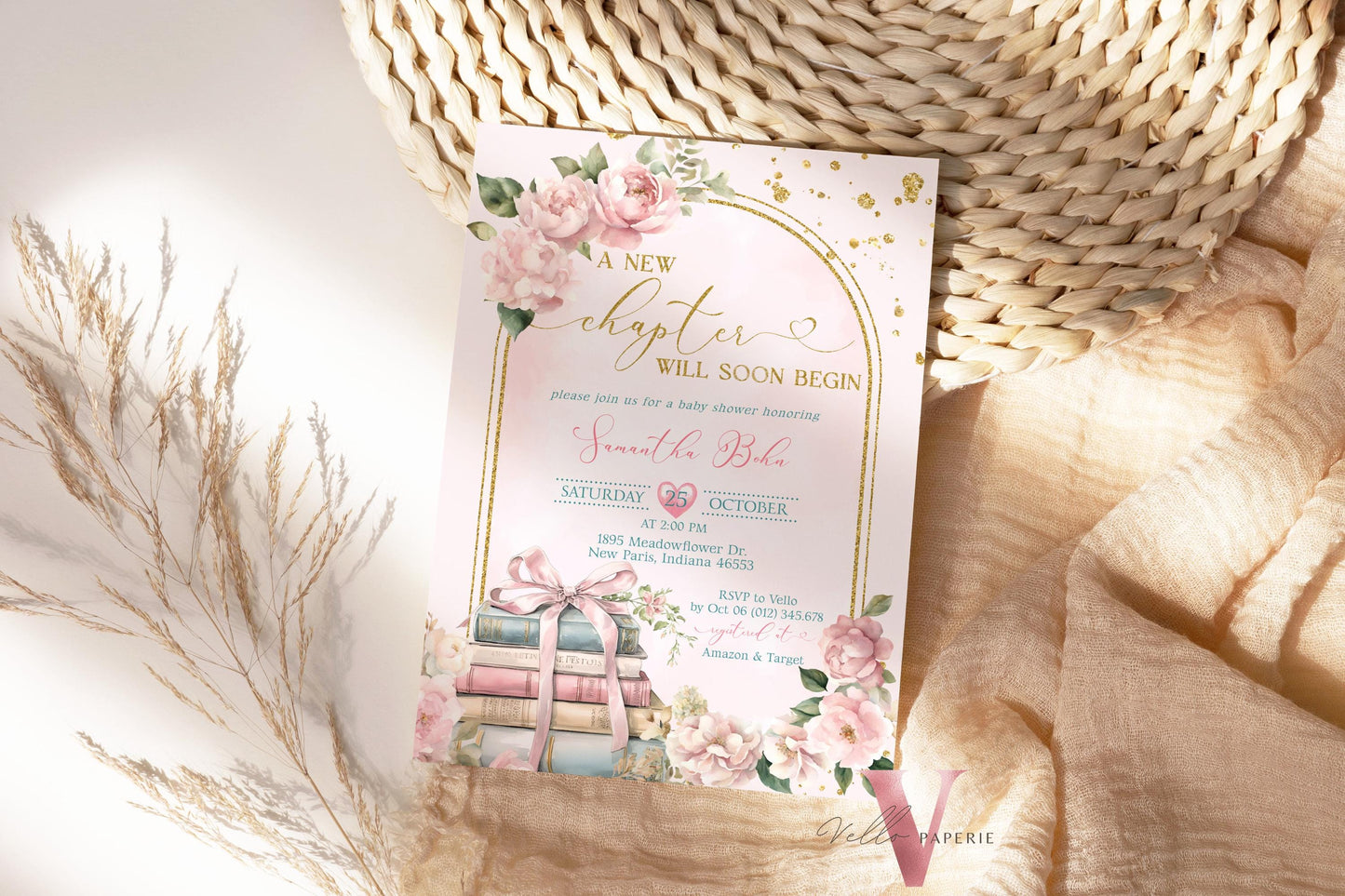 Free Diaper Raffle, Book, Thankyou Card | Storybook Baby Shower Invitation Bundle | New Chapter is About to Begin Book Baby Shower Invite