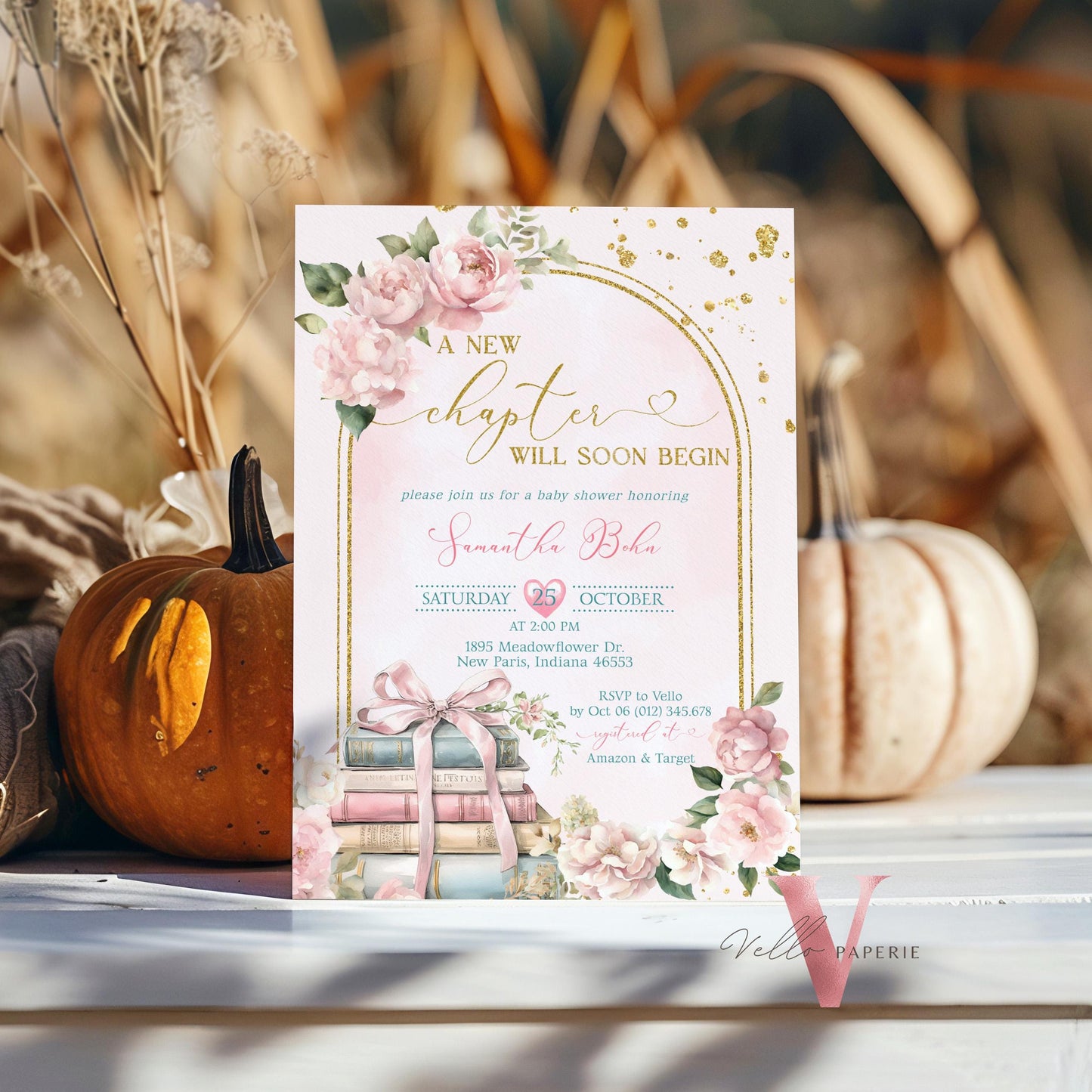 Free Diaper Raffle, Book, Thankyou Card | Storybook Baby Shower Invitation Bundle | New Chapter is About to Begin Book Baby Shower Invite