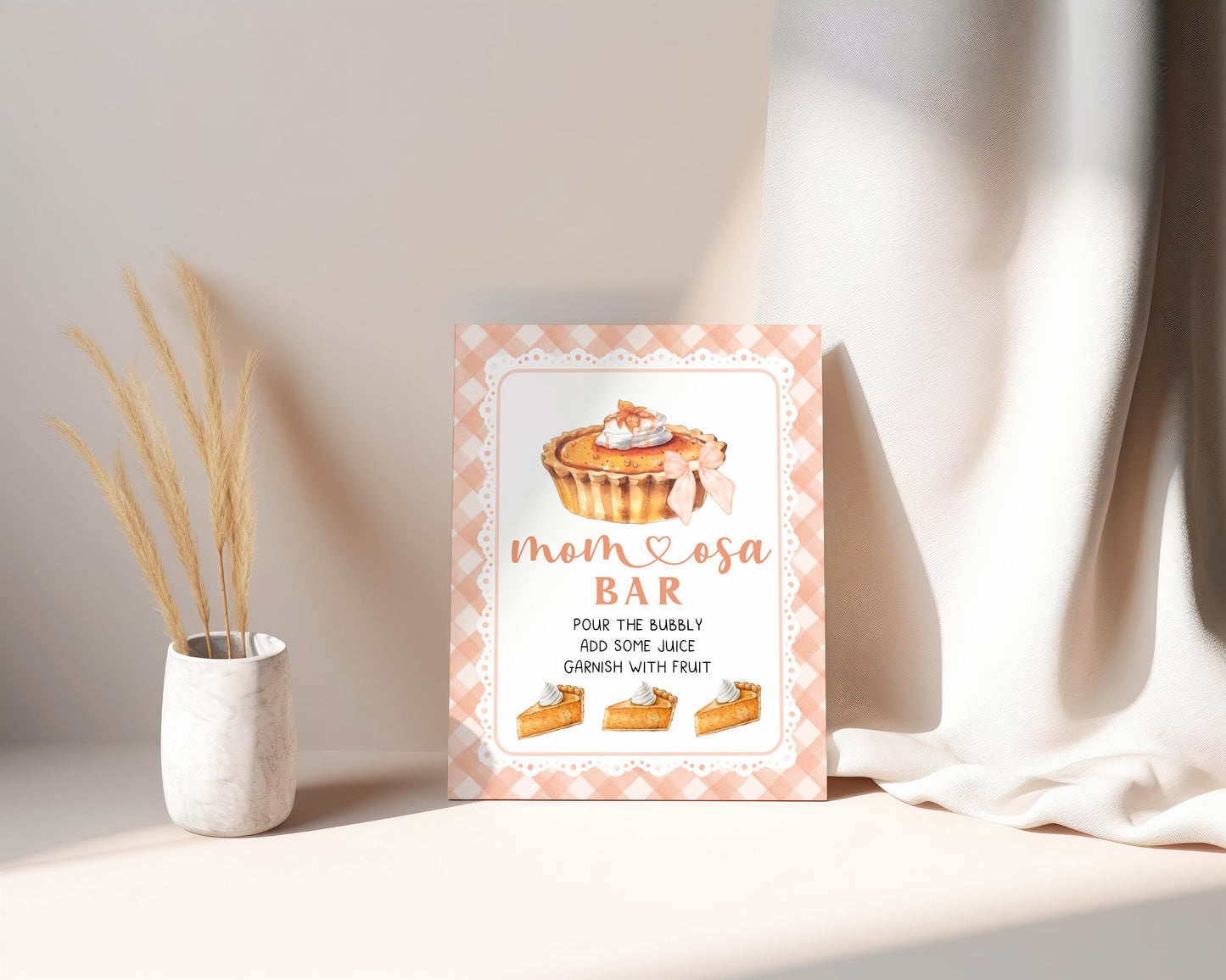 Editable Cutie Pie Baby Shower Premade Sign | FALL Autumn Cutie Pie Baby Shower Decor Sign | Orange Gingham Pie Party Table Sign CPB01