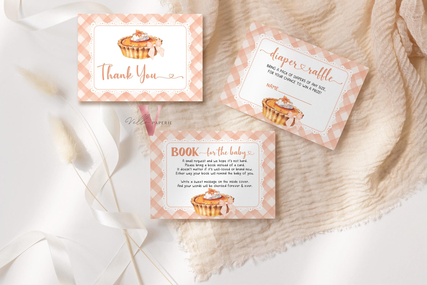 Sweet Cutie Pie on the way Baby Shower Invitation | FALL Cutie Pie Baby Shower Invite | Autumn Baby Shower Gender Neutral Pie Gingham CPB01