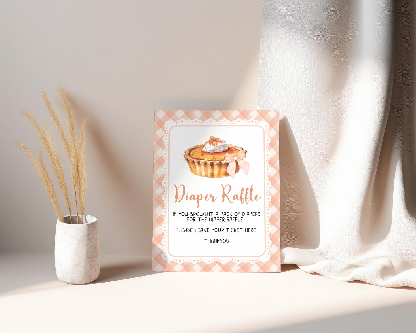 Editable Cutie Pie Baby Shower Premade Sign | FALL Autumn Cutie Pie Baby Shower Decor Sign | Orange Gingham Pie Party Table Sign CPB01