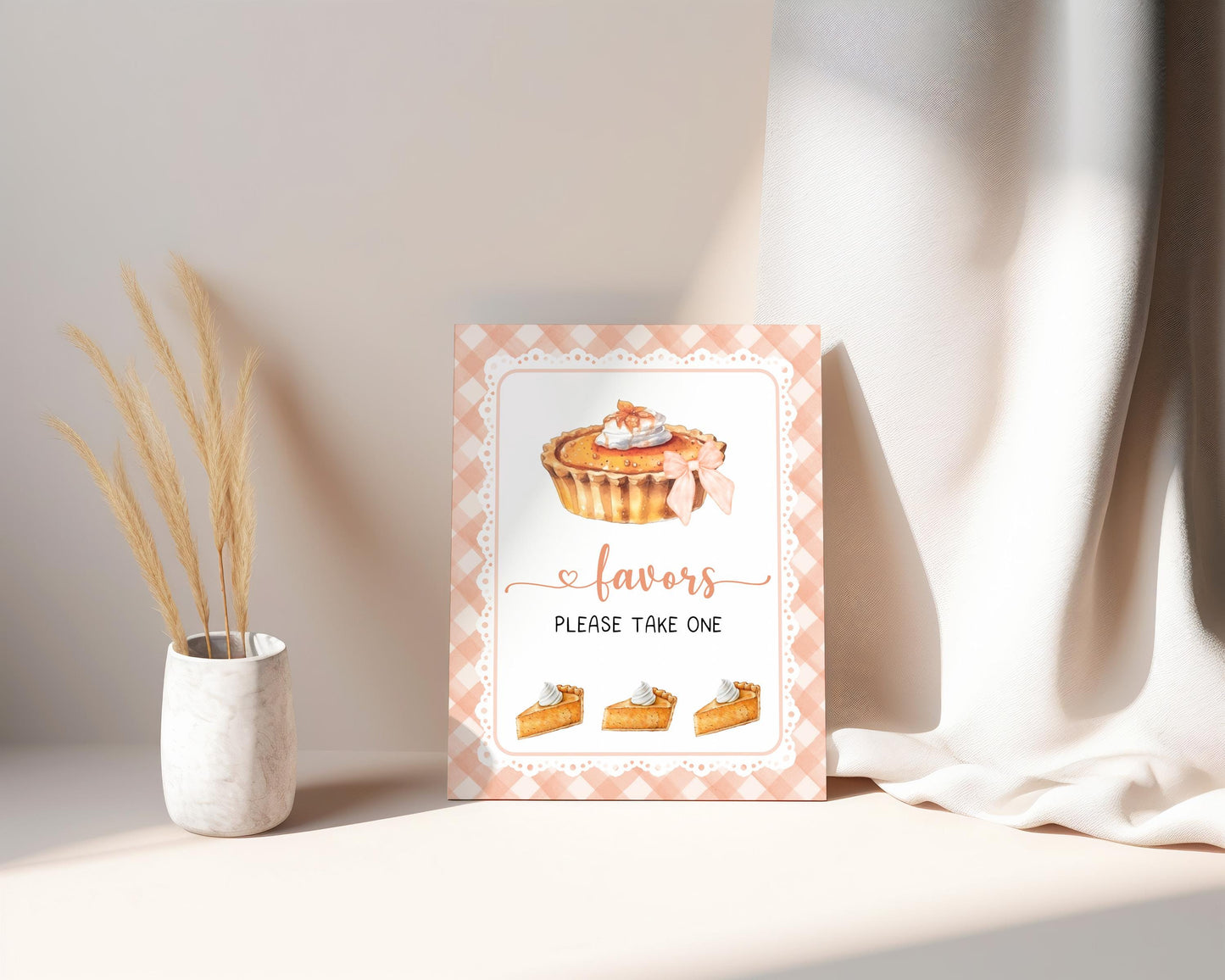 Editable Cutie Pie Baby Shower Premade Sign | FALL Autumn Cutie Pie Baby Shower Decor Sign | Orange Gingham Pie Party Table Sign CPB01