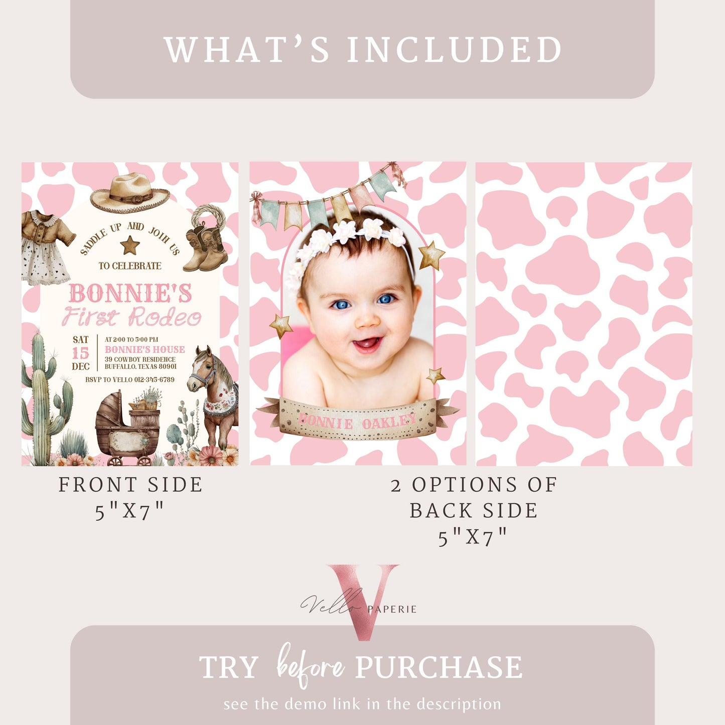 Editable "Age Rodeo" Yee Haw COWGIRL Birthday Invitation | Brown Pink ANY AGE Rodeo Cowgirl Party Invite | Girl Western West Wild Birthday