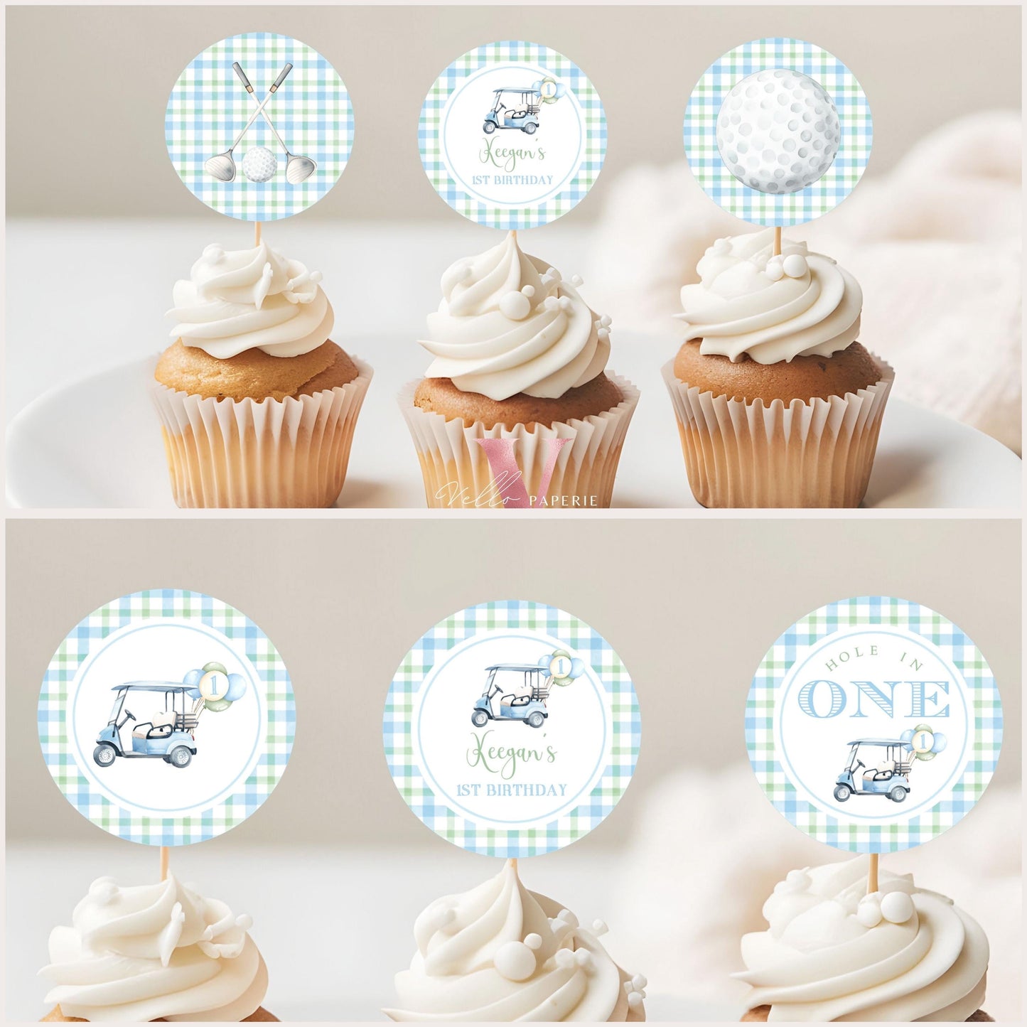 Editable Hole In One Birthday or Baby Shower Bundle | Lets Par-tee Golf ANY AGE Party Decor | Golfing Masters Blue Favors, Invite BGB01