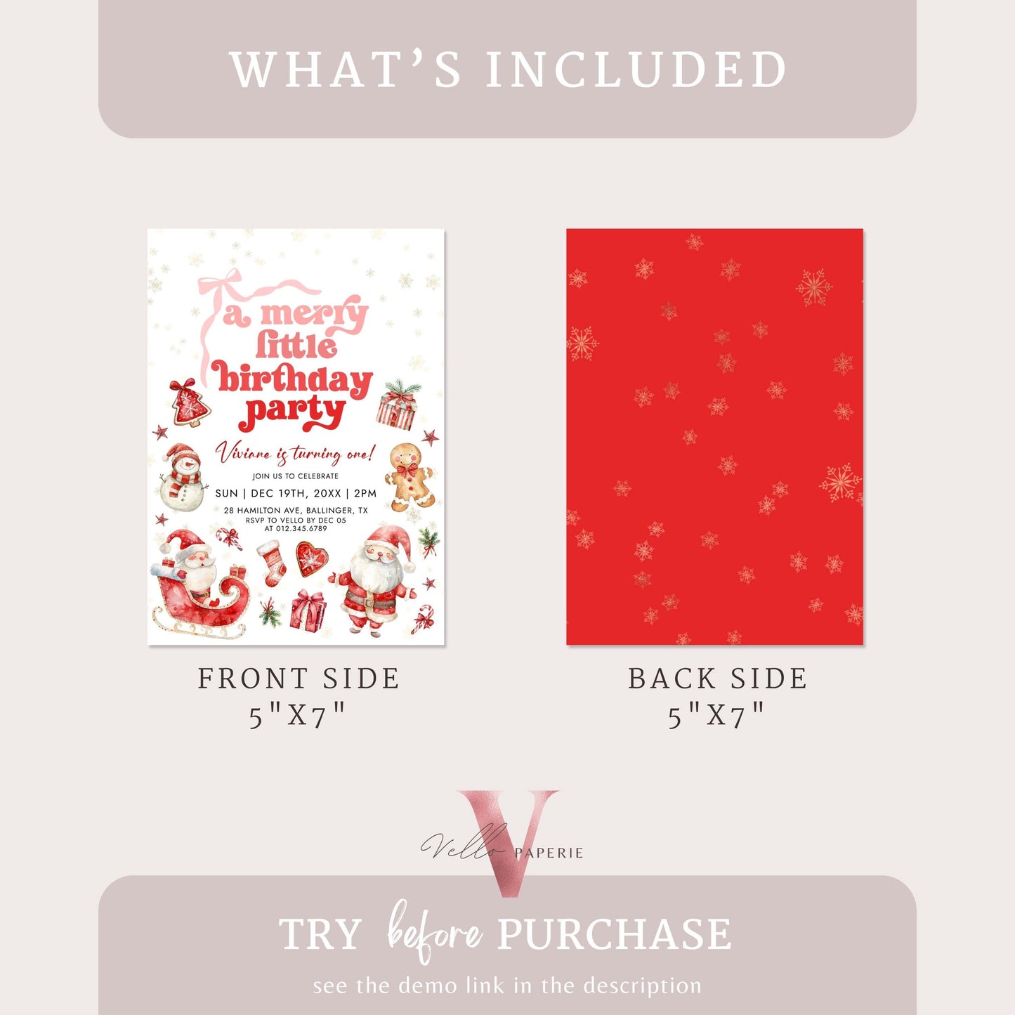 Editable Cute Merry Little Birthday Party Invite | Oh What Fun Christmas Birthday Party Invitation | Sparkle Any Age Christmas Winter Party