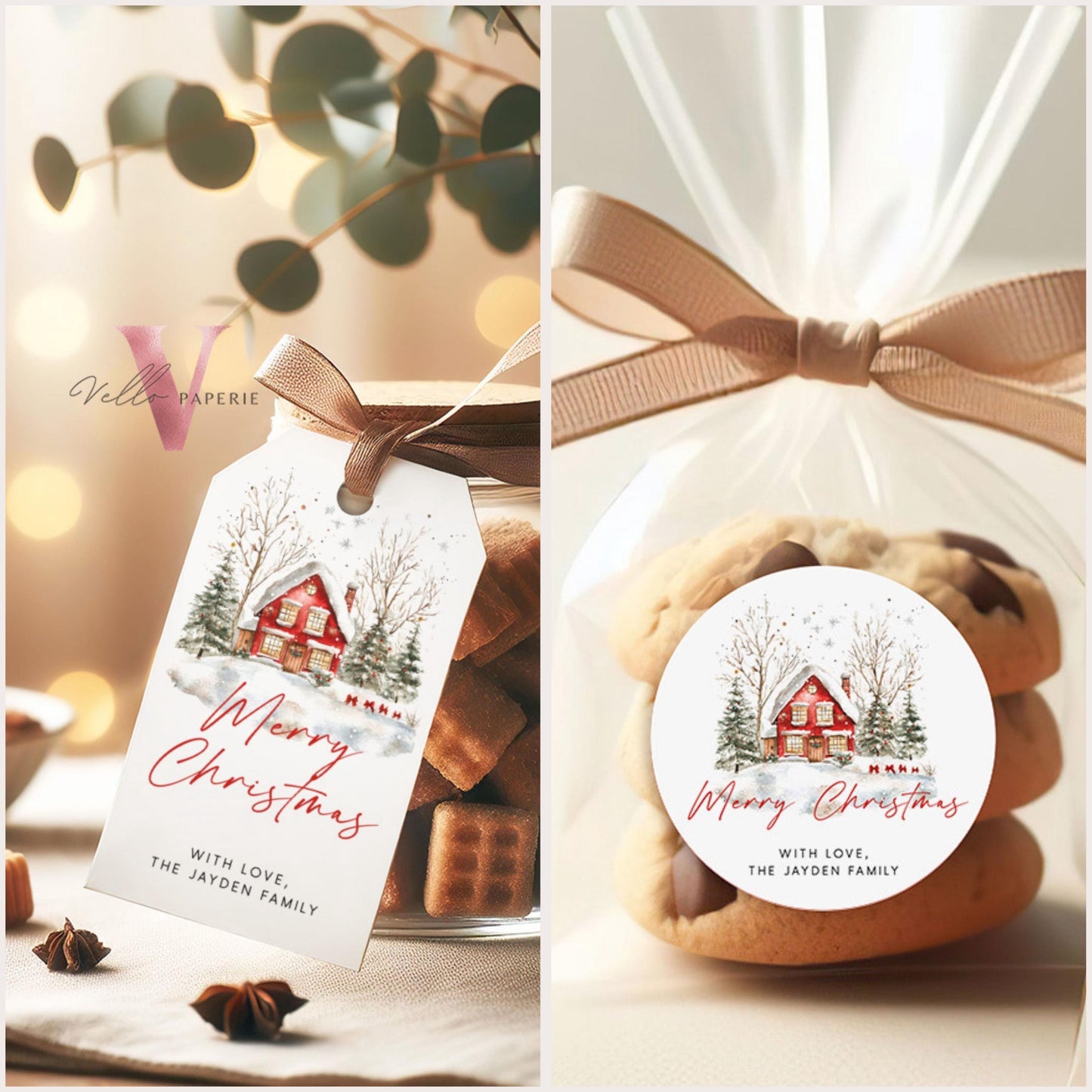 Editable Printable Cozy Christmas Open House Invitation | Neutral Winter Christmas Party Invite | Red Holiday House, Winter Holiday CHP01