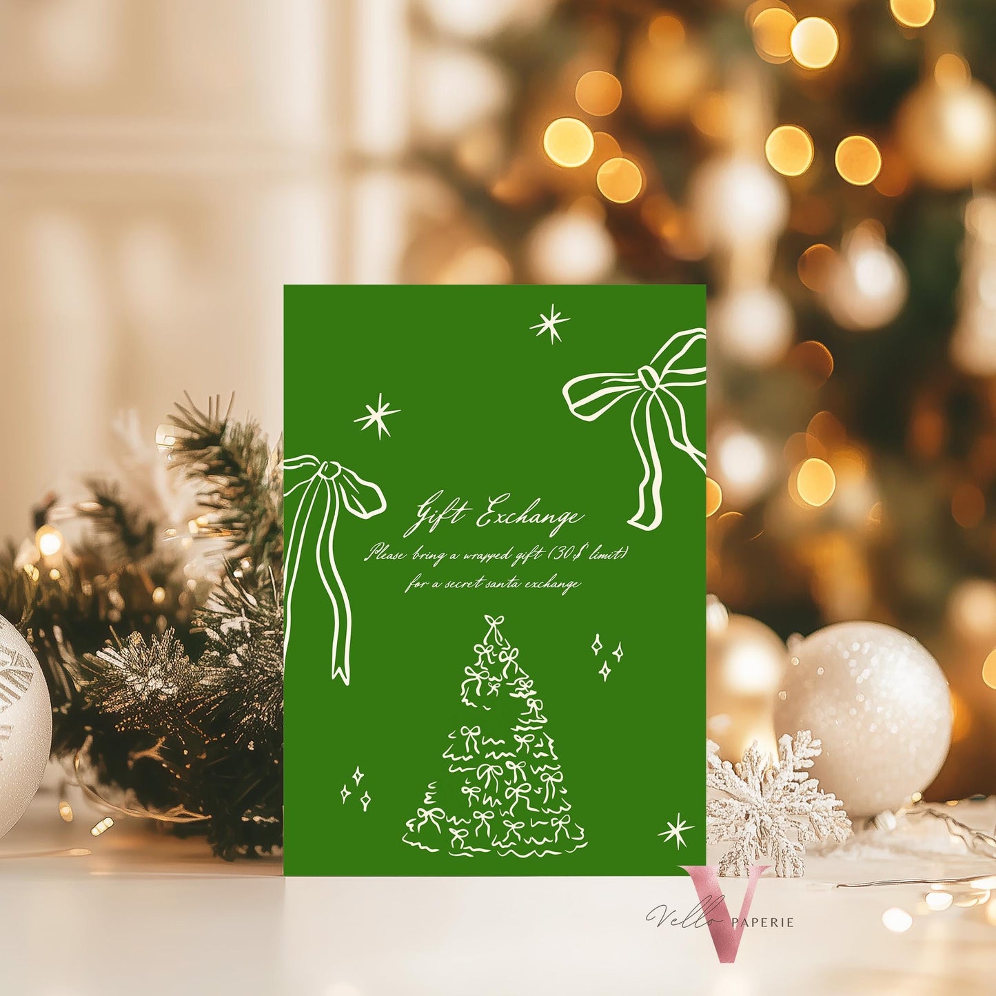 Full Editable Handdrawn Whimsical Christmas Party Invitation | Handwritting Friendsmas Party Invite | Red Green Holiday Cocktail Party WCP01