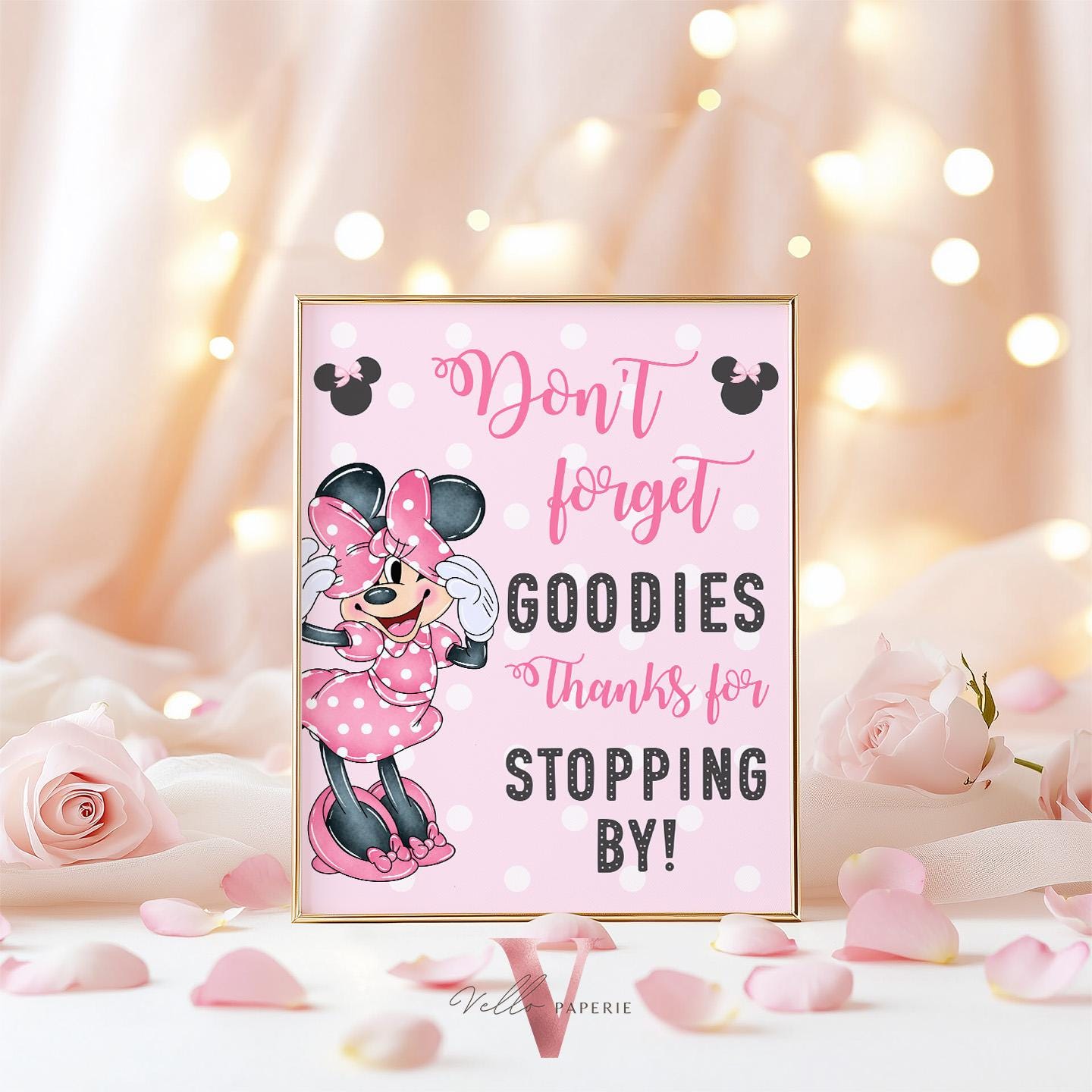 Editable Any Age Minnie Mouse Birthday Table Sign SET | Light Pink Polkadot Minnie Party Decor Sign | Kid Minnie Pink Birthday Sign MMB01