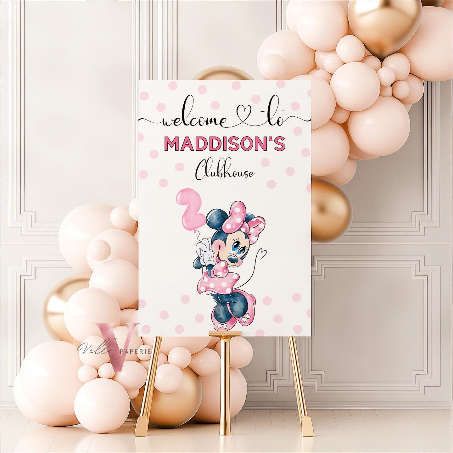 Editable 2nd Minnie Mouse Birthday Welcome Sign | Oh Twodles Light Pink Minnie Party Decor Sign | Kid Minnie Pink Birthday Sign MMB04