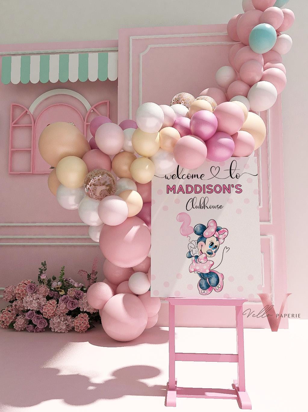 Editable 2nd Minnie Mouse Birthday Welcome Sign | Oh Twodles Light Pink Minnie Party Decor Sign | Kid Minnie Pink Birthday Sign MMB04