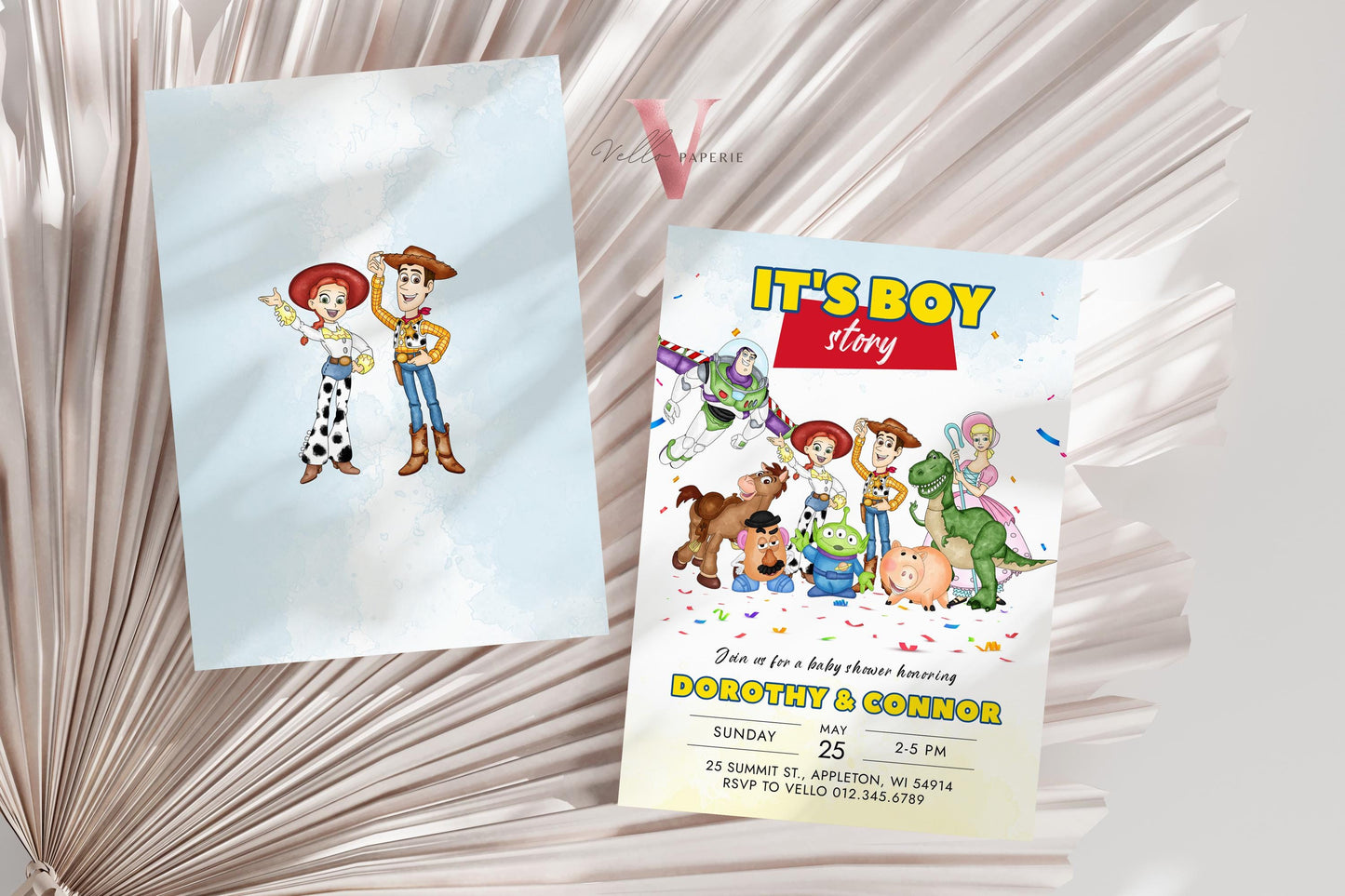 It's a Boy Story Baby Shower Invitation | Watercolor Toy Story Boy Theme Colorful Baby Party Invite | Blue Gender Reveal It's a Boy