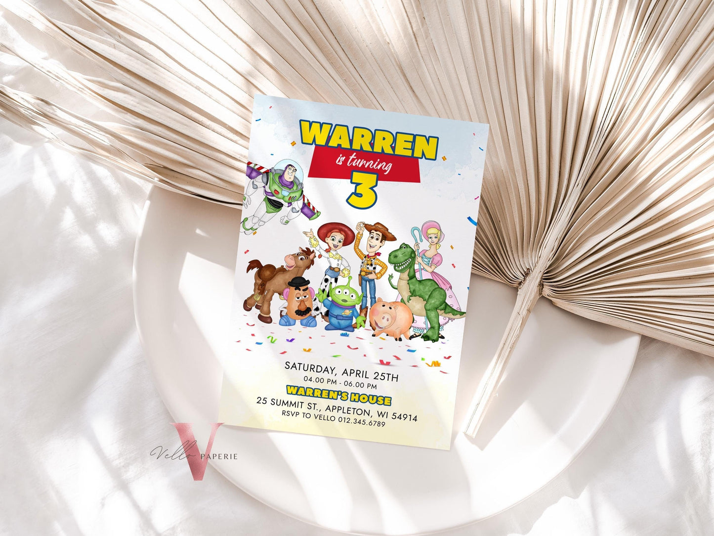 Any Age TOY Story Birthday Invitation | Watercolor Toy Story Boy Theme Colorful Birthday Party Invite | Buzz Woody Jessie