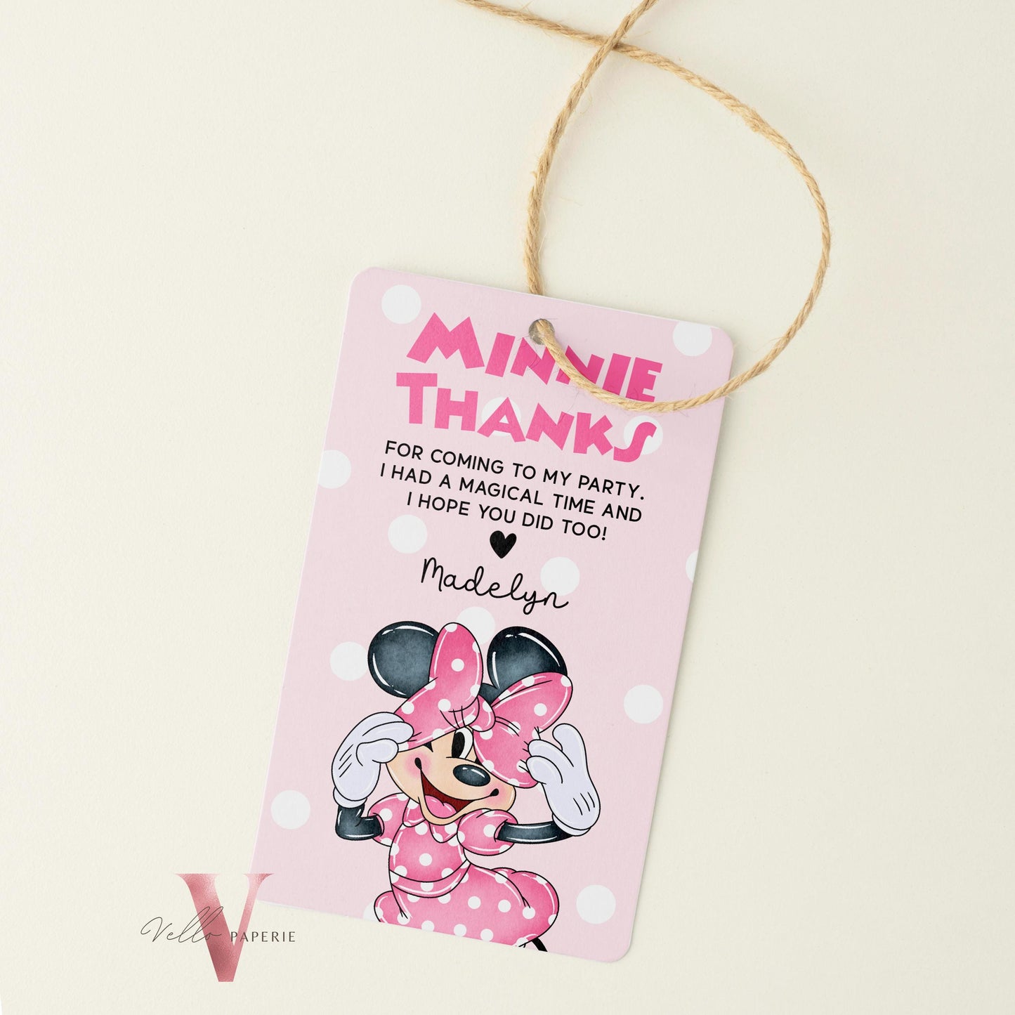 Editable Printable Any Age Minnie Mouse Birthday Party Favors | Glitter Pink Minnie Party Chip Bag, Water Bottle Label, Caprisun MMB05