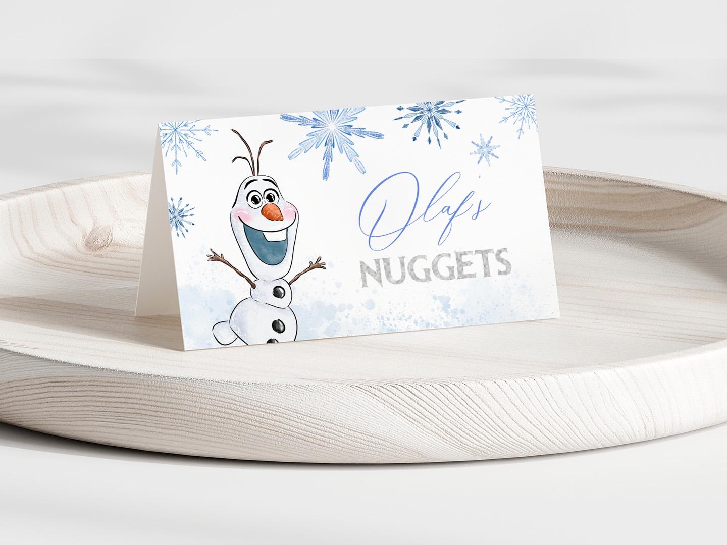Editable Printable Any Age Frozen Birthday Tent Card | Glitter Silver Snow Princess Anna Elsa Party Table Card, Name Label, Food Label FBP01
