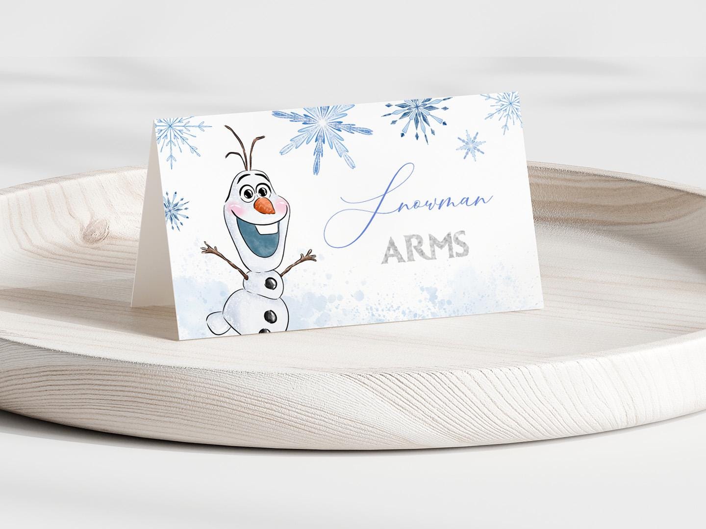 Editable Printable Any Age Frozen Birthday Tent Card | Glitter Silver Snow Princess Anna Elsa Party Table Card, Name Label, Food Label FBP01