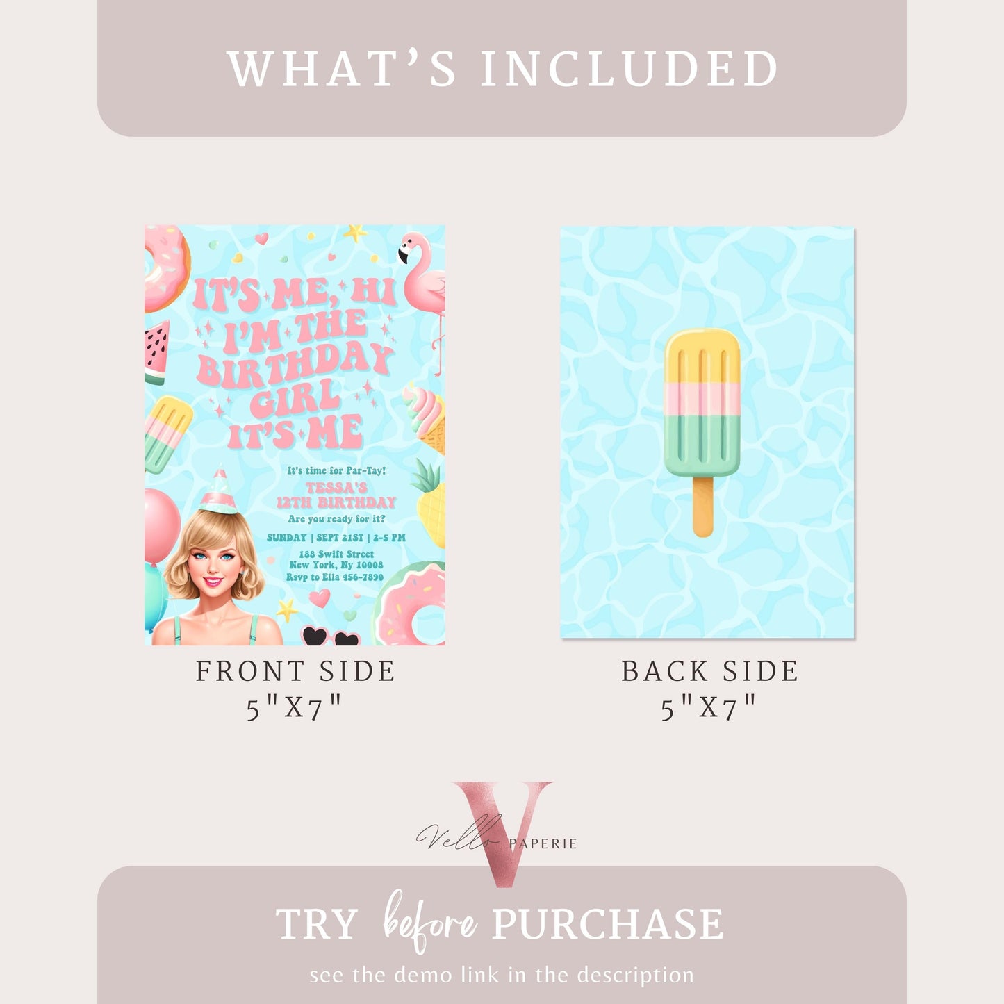 Edit Yourself Par-Tay Pool Party Invitation | Editable Printable Tosca Pink TS Pool Party Invite | It's Me Hi Swift Summer Instant Download