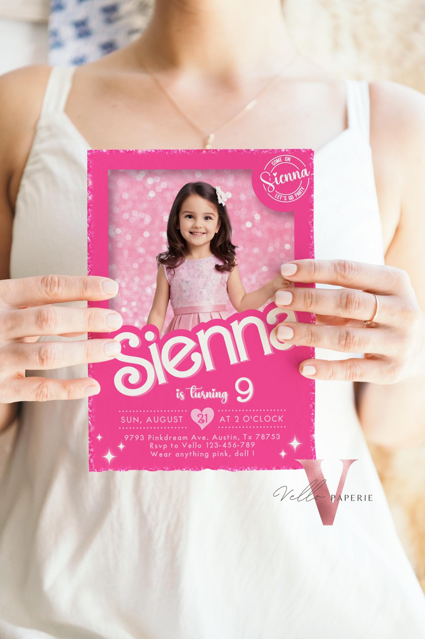Selfie Pink Sparkle Fashion Doll Box Birthday Invitation, Editable Printable Photo Glam Pink Doll Party Invite Instant Template  HPD01