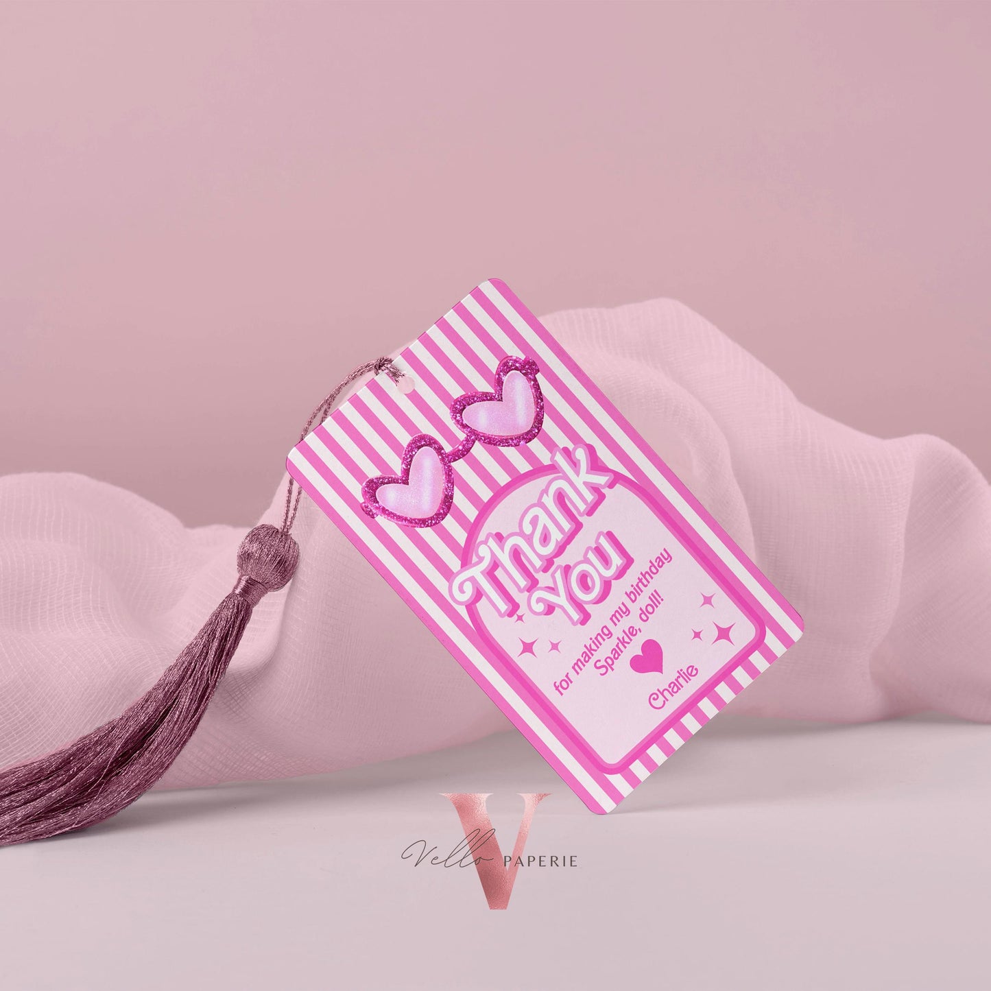 Stripe Sunglass Pink Fashion Doll Birthday Invitation | Modern Pink Doll Glitter Come On Lets Go Pink Party Invite Instant Template