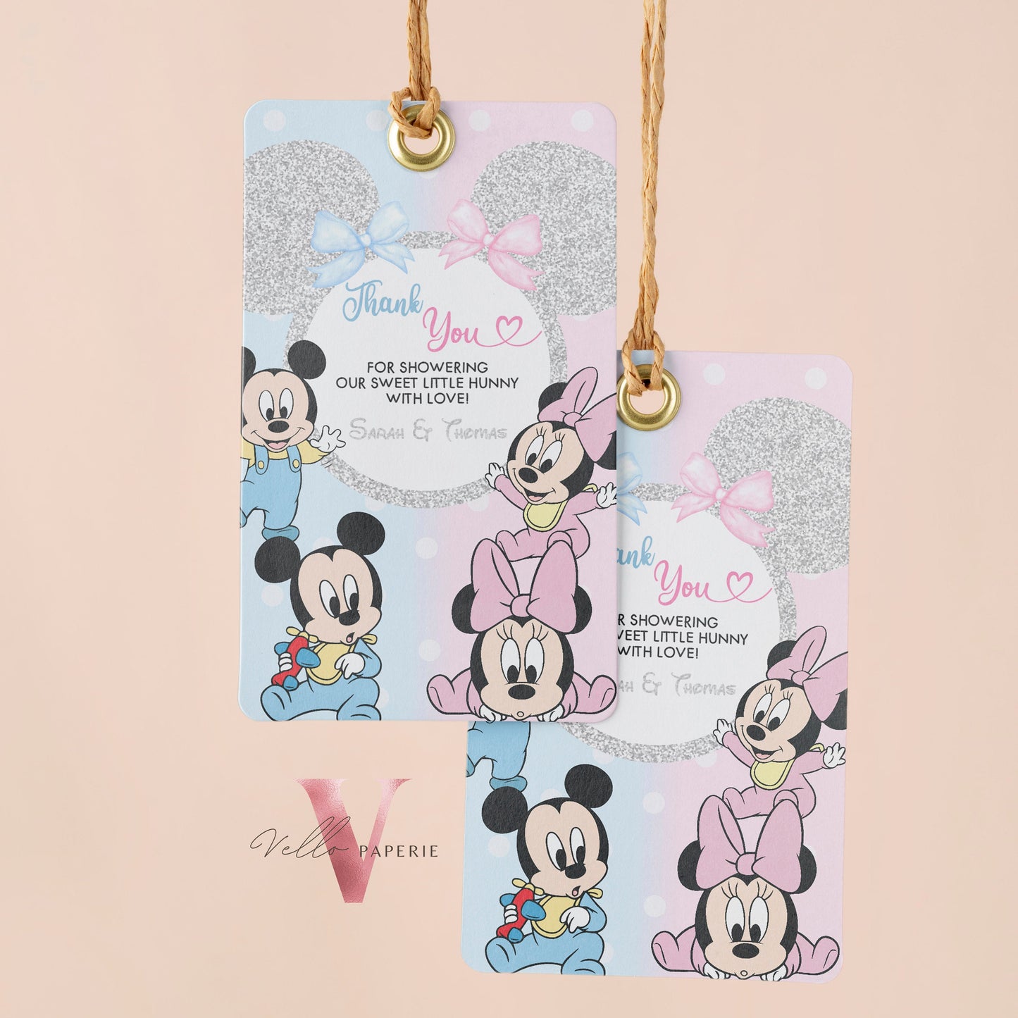 Minnie Mickey Baby Shower Invitation | Editable Printable Blue Pink Baby Shower Party Invite | Mouseketeer Gender Reveal Party Invite MBS01