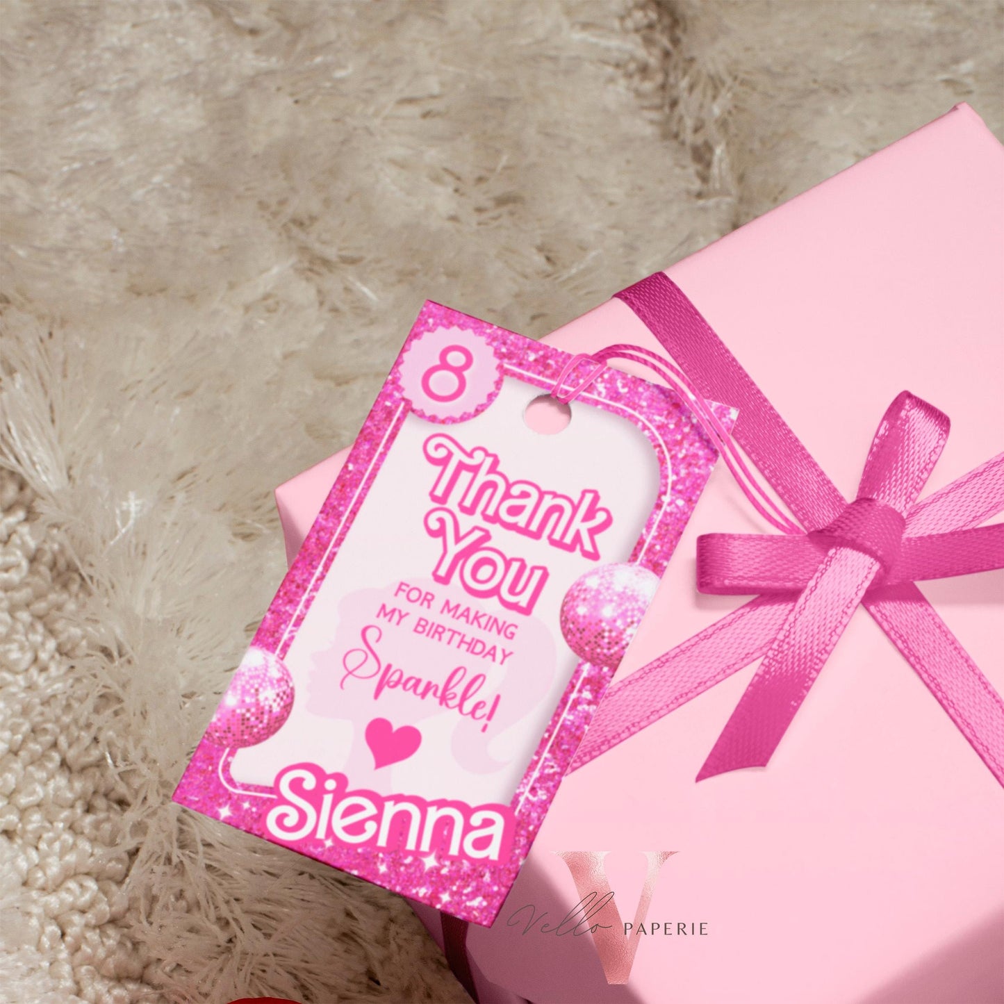 Glam Pink Sparkle Fashion Doll Box Birthday Invitation | Disco Ball Pink Doll Glitter Come On Lets Go Party Invite Instant Template