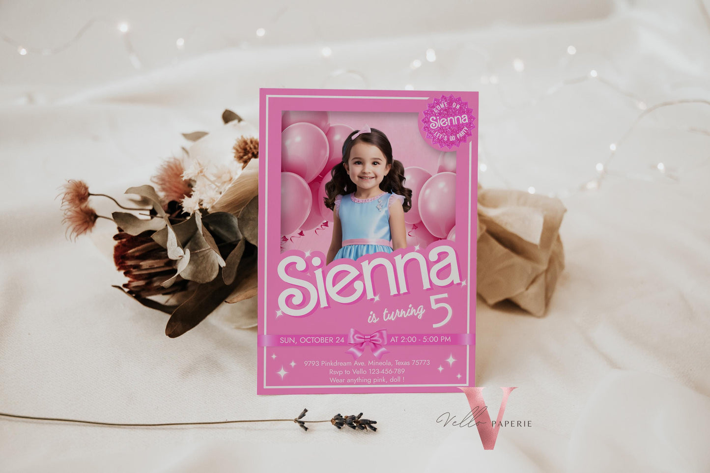 Cheers Pink Sparkle Fashion Doll Box Photo Birthday Invitation | Editable Printable Selfie Glam Pink Doll Barb Party Invite Instant Template