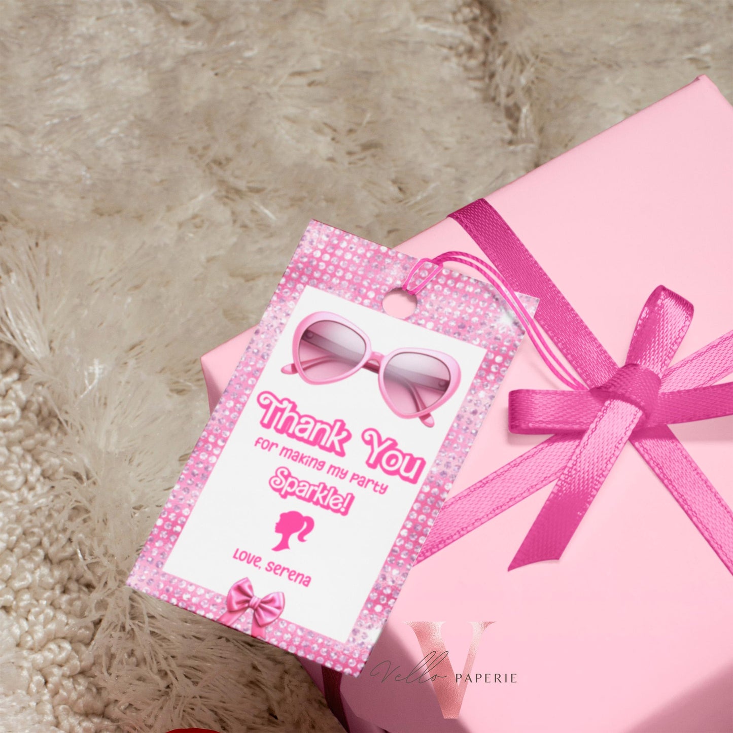 Glam Sunglasses Pink Fashion Doll Birthday Invitation | Barb Princess Pink Doll Glitter Come On Lets Go Pink Party Invite Instant Template