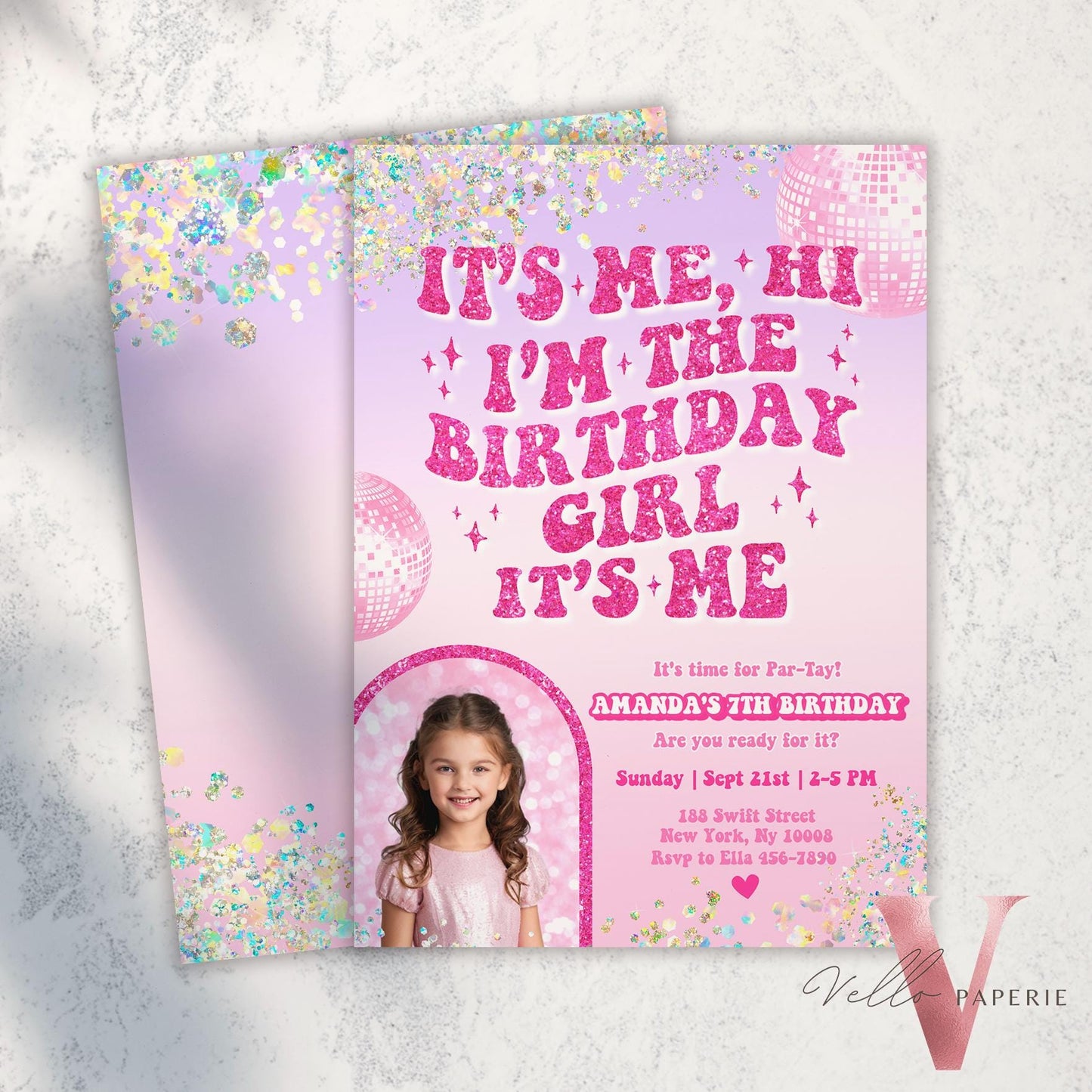Swifti Par-Tay Birthday Party Invitation | Purple Sparkle Taylor Eras Music Party Invite | It's Me Hi, In my birthday era Instant Template