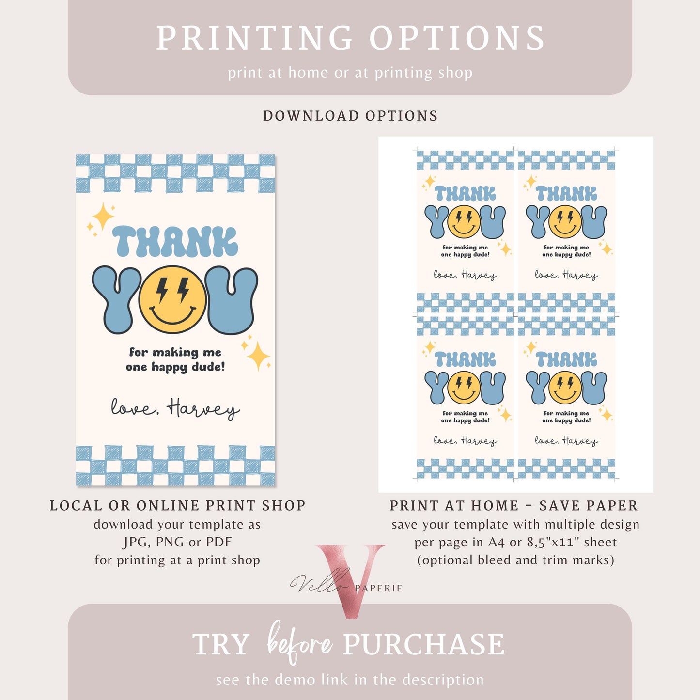 Blue Smile One Happy Dude Birthday Thankyou Card | Retro One Happy Dude First Birthday Party Favor Tag | Emoji Face Lighting Bolt Gift Tag