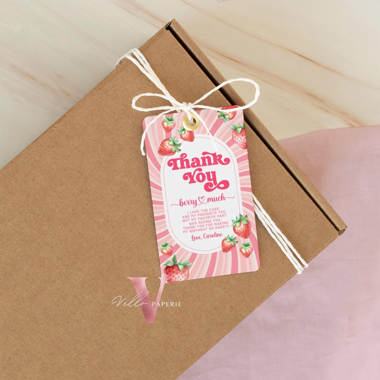 Photo STRAWBERRY First Birthday Invitation Girl | Berry First Birthday Party Invite | Summer Girl Editable Template | Pink First Birthday