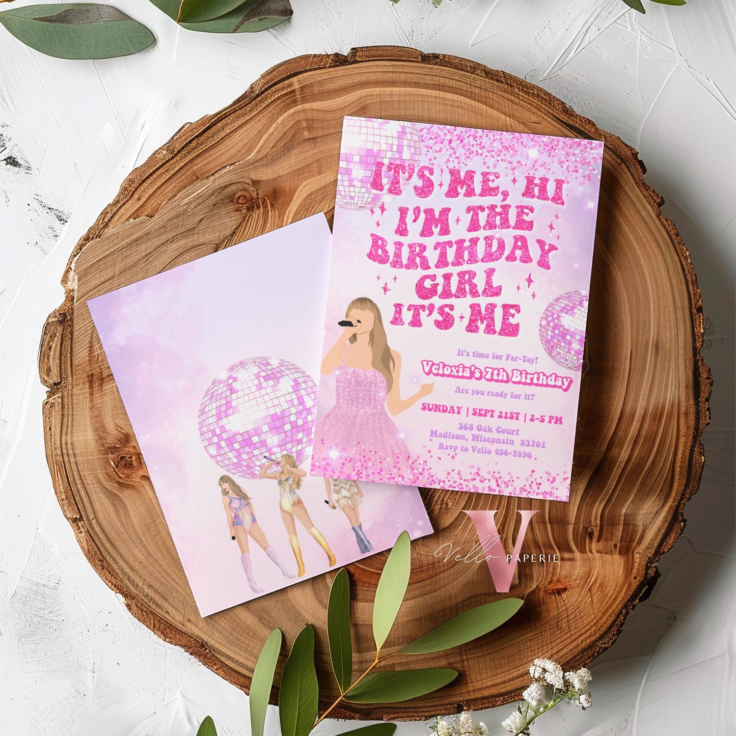 Swifti Par-Tay Birthday Party Invitation | Purple Sparkle Taylor Eras Music Party Invite | It's Me Hi, In my birthday era Instant Template