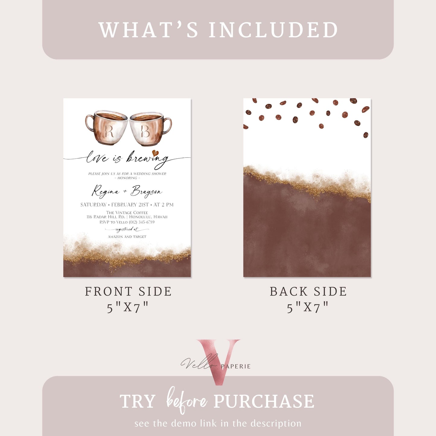 Editable Initial Coffee Bridal Shower Invite | Love is Brewing Couple Shower Invitation | Brunch Wedding Shower, Coffee with the Bride